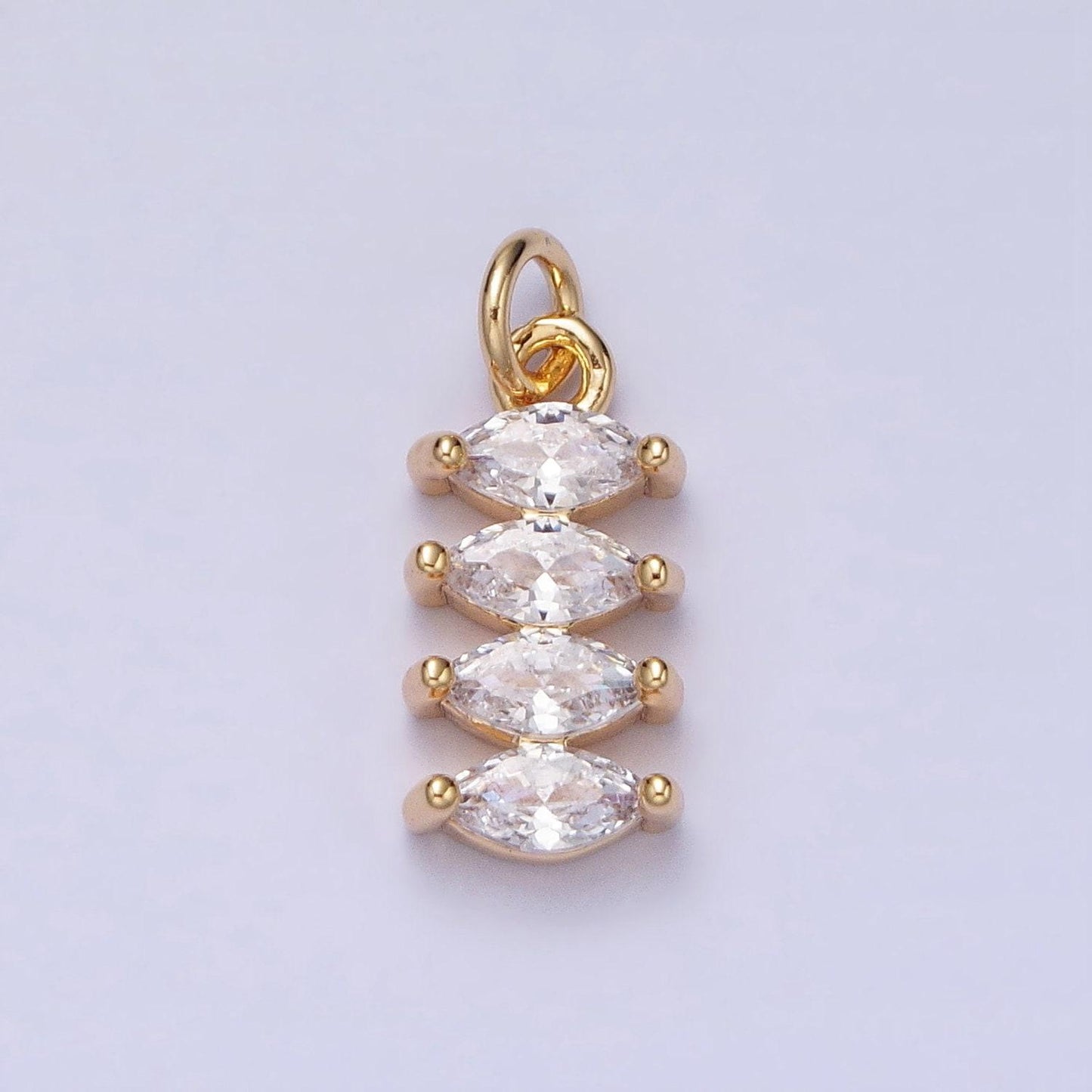 16k gold filled for clear cz marquise lined add-on charm in gold & silver | ac1247 ac1248