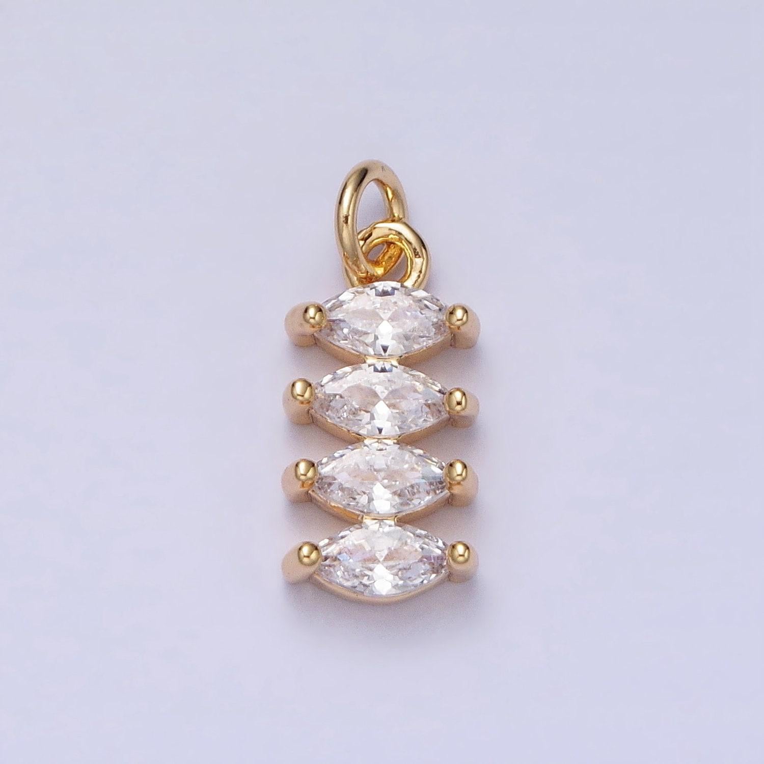 16k gold filled for clear cz marquise lined add-on charm in gold & silver | ac1247 ac1248