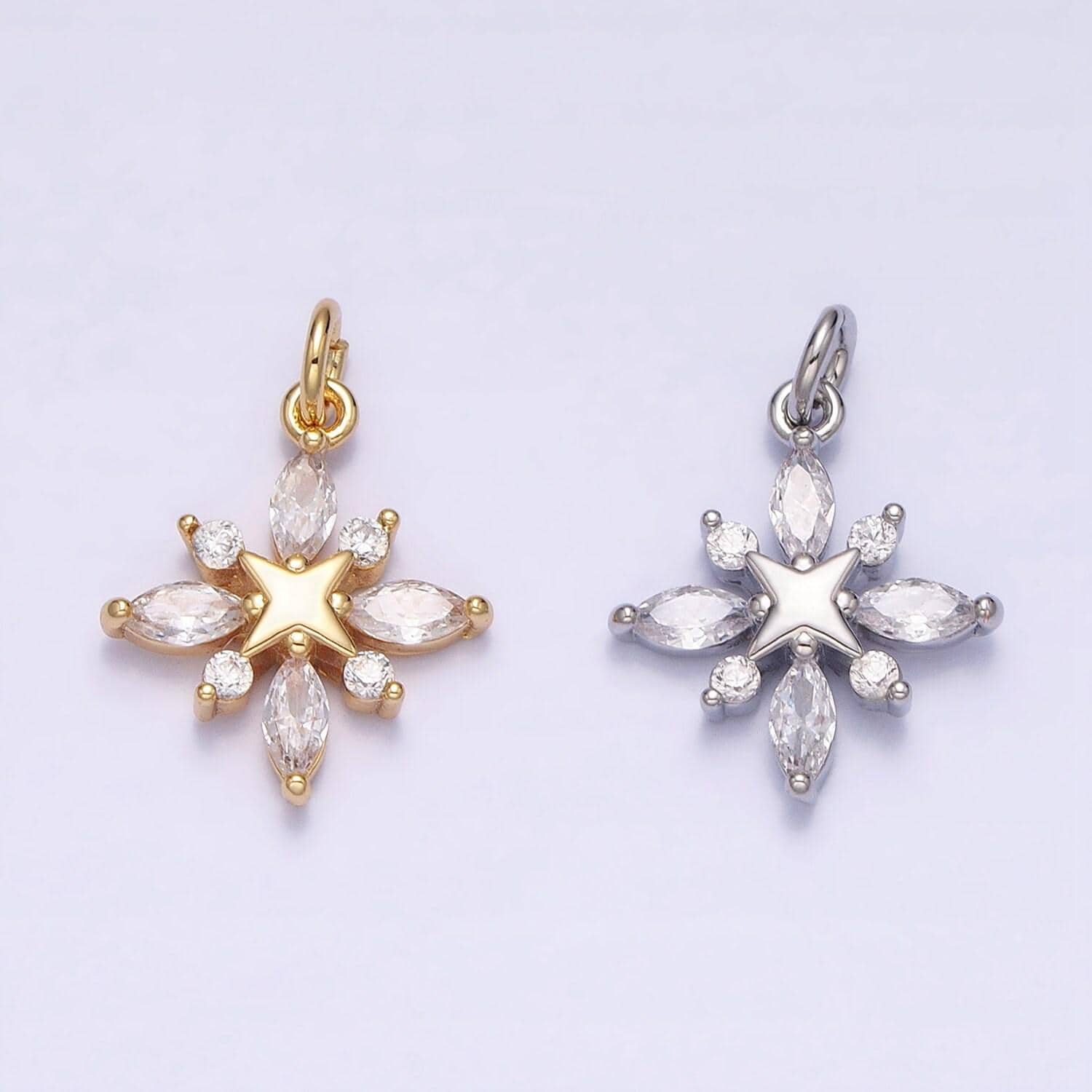 Mini 16k gold filled north star clear marquise cz add-on celestial charm in gold & silver | ac1241 ac1242