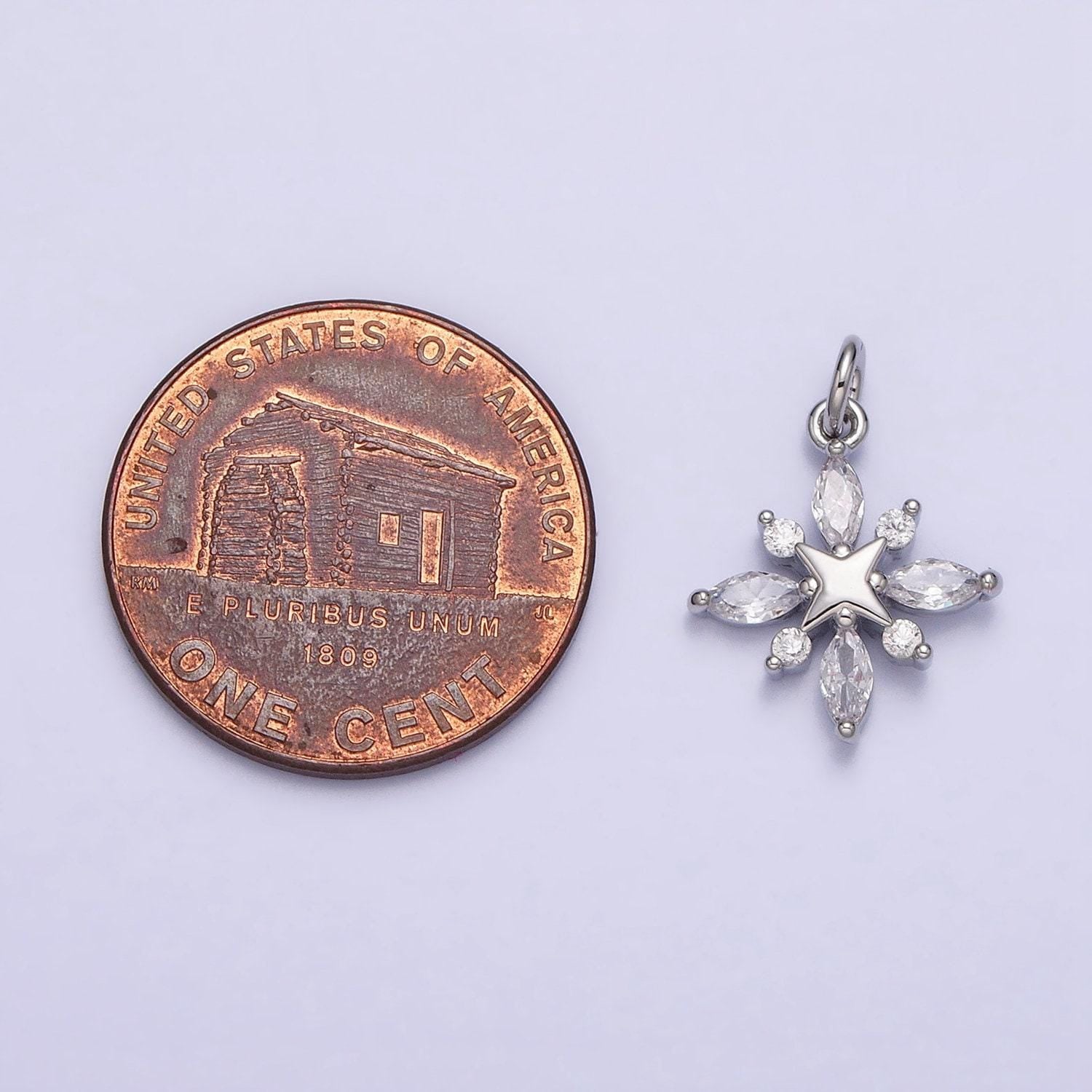 Mini 16k gold filled north star clear marquise cz add-on celestial charm in gold & silver | ac1241 ac1242
