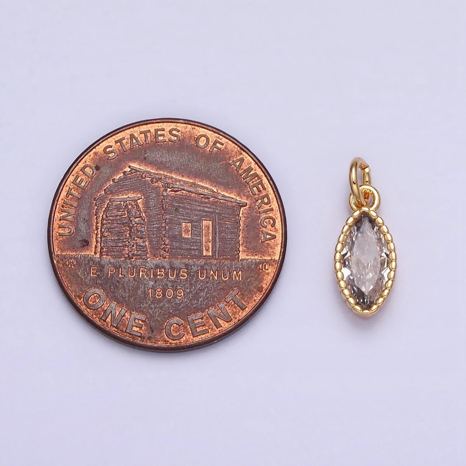 16k gold filled clear cz marquise add-on charm in gold & silver | ac1235 ac1236