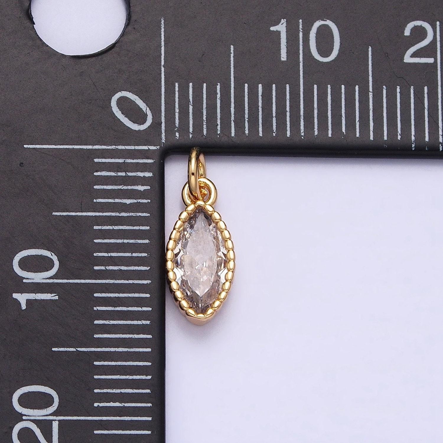 16k gold filled clear cz marquise add-on charm in gold & silver | ac1235 ac1236