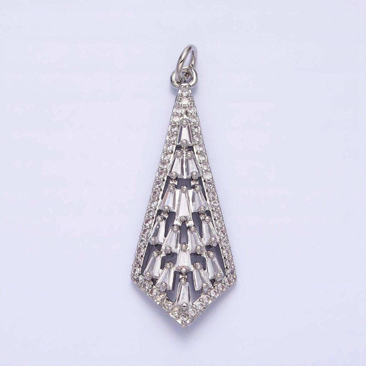 16k gold filled tie baguette micro paved cz geometric arrow charm in gold & silver | ac1229 ac1230