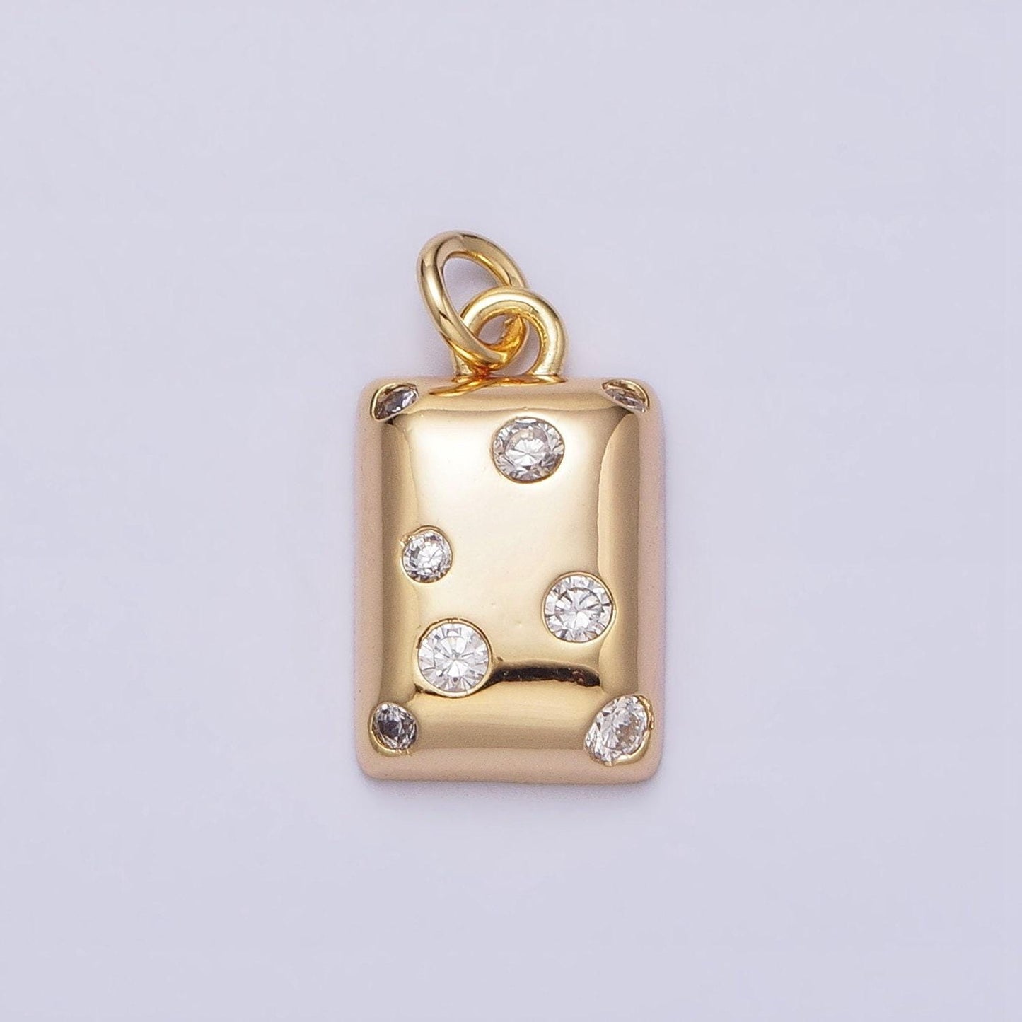 Rectangle tile gold charm, bubble charm, bubble pendant, bubble geometric charm, tiny cz charm 16k gold filled ac1227