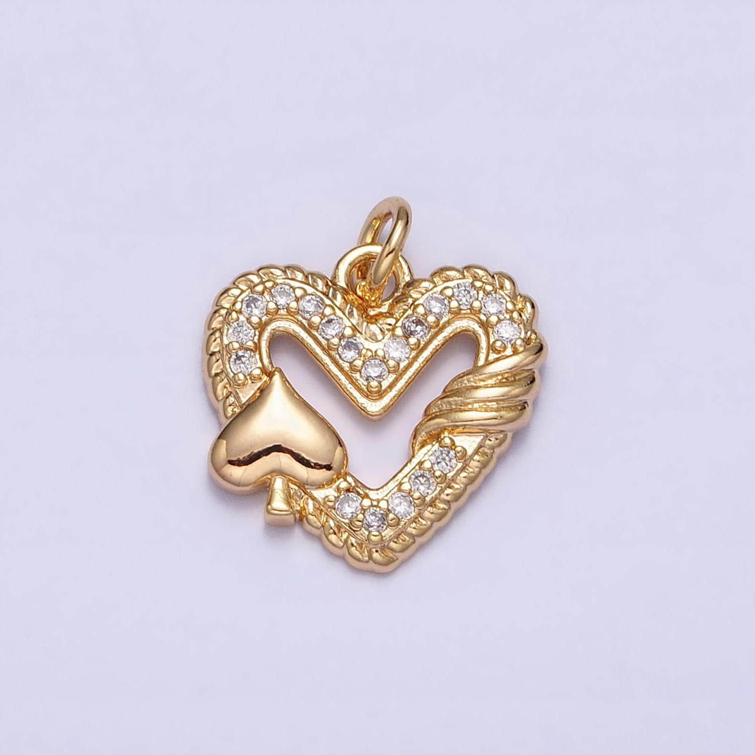Dainty micro pave spade flower charm pendant heart frame with cz stone for bracelet necklace earring supply ac1217
