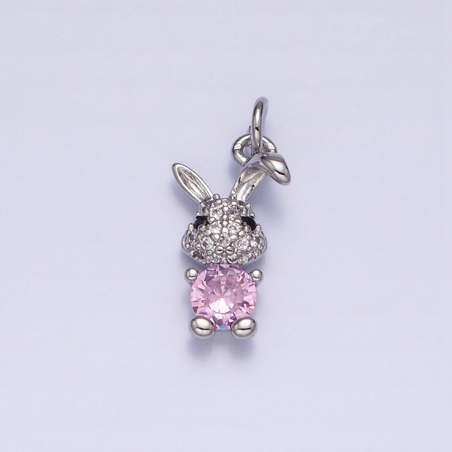 Mini gold rabbit pendant charm with cz stones for bunny easter spring inspired ac1215