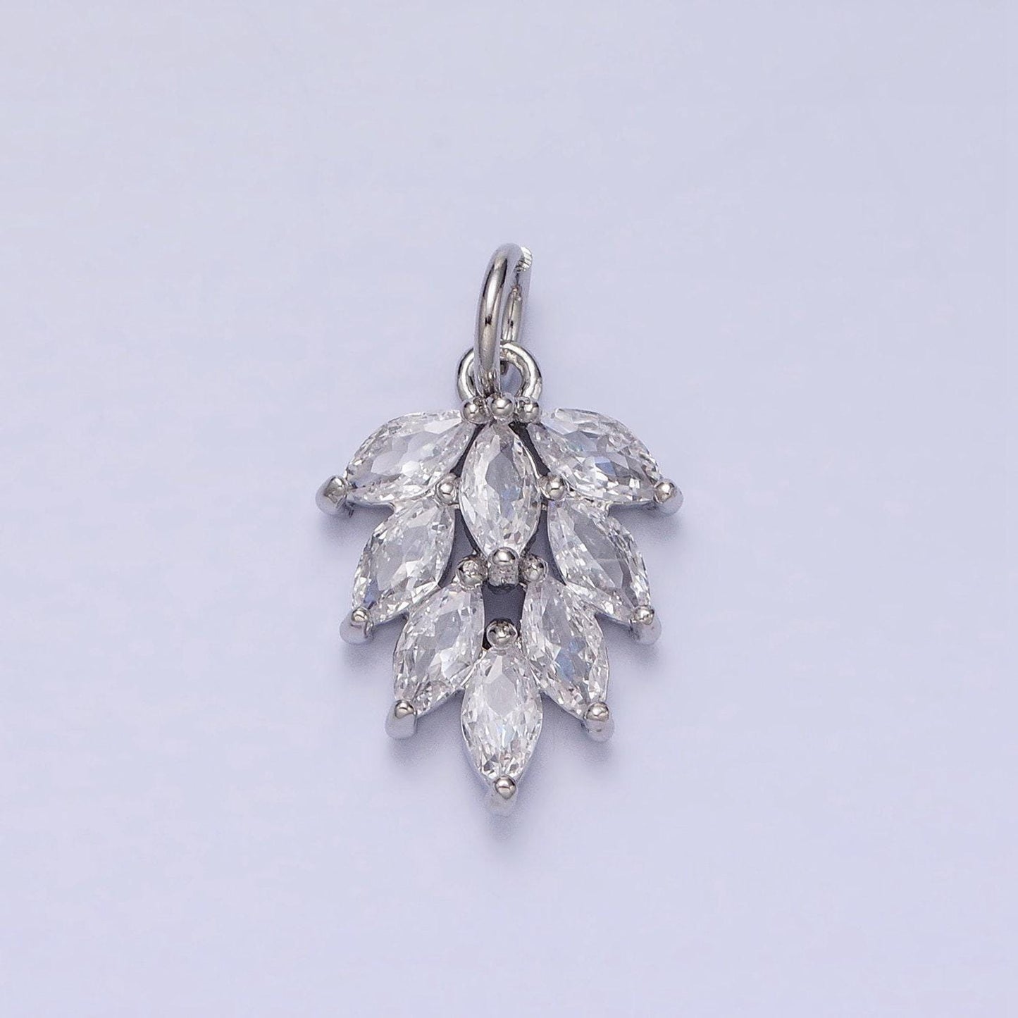 16k gold filled 27.5mm clear marquise leaf nature charm in gold & silver | ac1195 ac1196