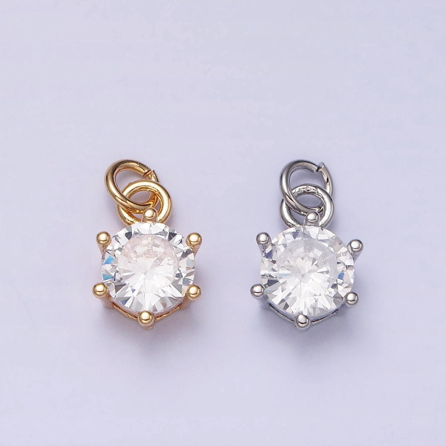 Clear zirconia cubic pave 16k gold filled charm, cz pendant round cubic mini pendant, dainty bracelet earring necklace charm ac1193
