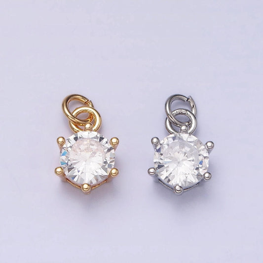 Clear zirconia cubic pave 16k gold filled charm, cz pendant round cubic mini pendant, dainty bracelet earring necklace charm ac1193