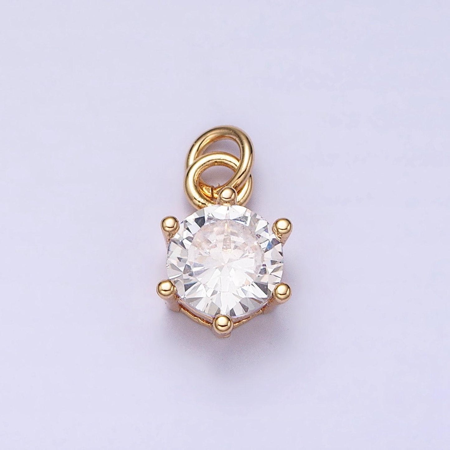 Clear zirconia cubic pave 16k gold filled charm, cz pendant round cubic mini pendant, dainty bracelet earring necklace charm ac1193