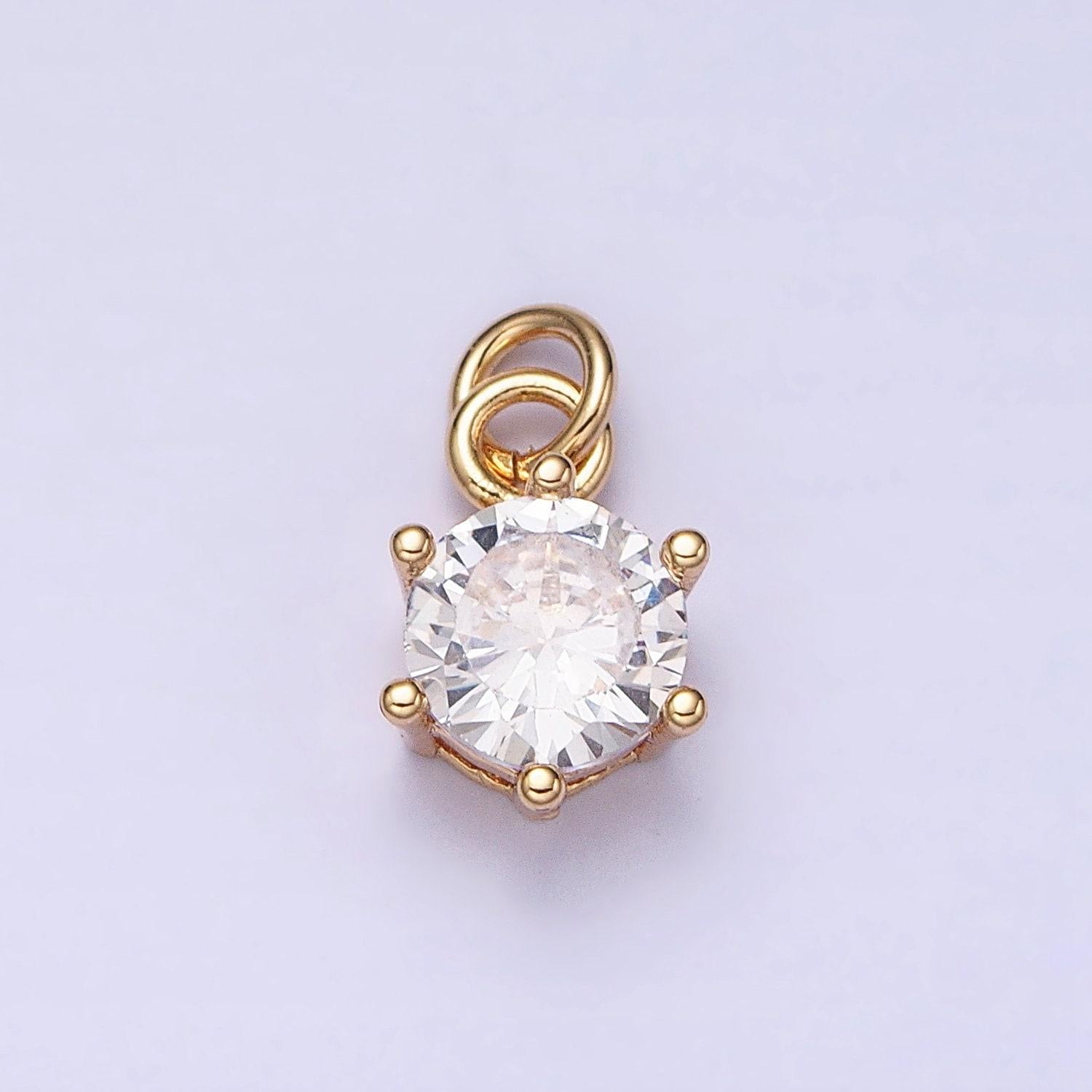 Clear zirconia cubic pave 16k gold filled charm, cz pendant round cubic mini pendant, dainty bracelet earring necklace charm ac1193