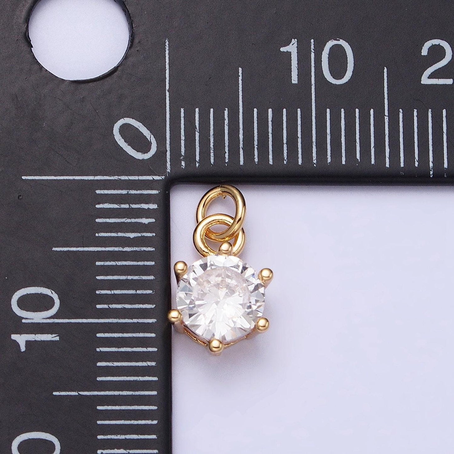 Clear zirconia cubic pave 16k gold filled charm, cz pendant round cubic mini pendant, dainty bracelet earring necklace charm ac1193