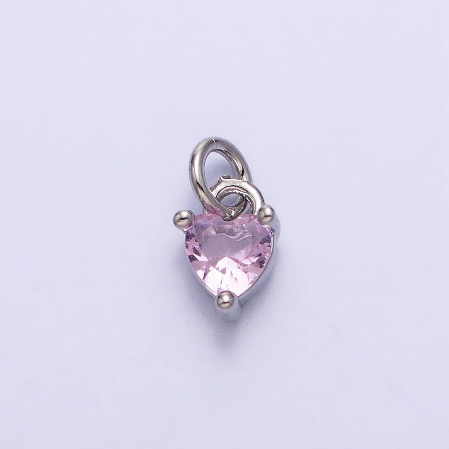 Tiny 16k gold filled heart charms cubic zirconia mini pink cz pendant wholesale bulk diy jewelry findings ac1183