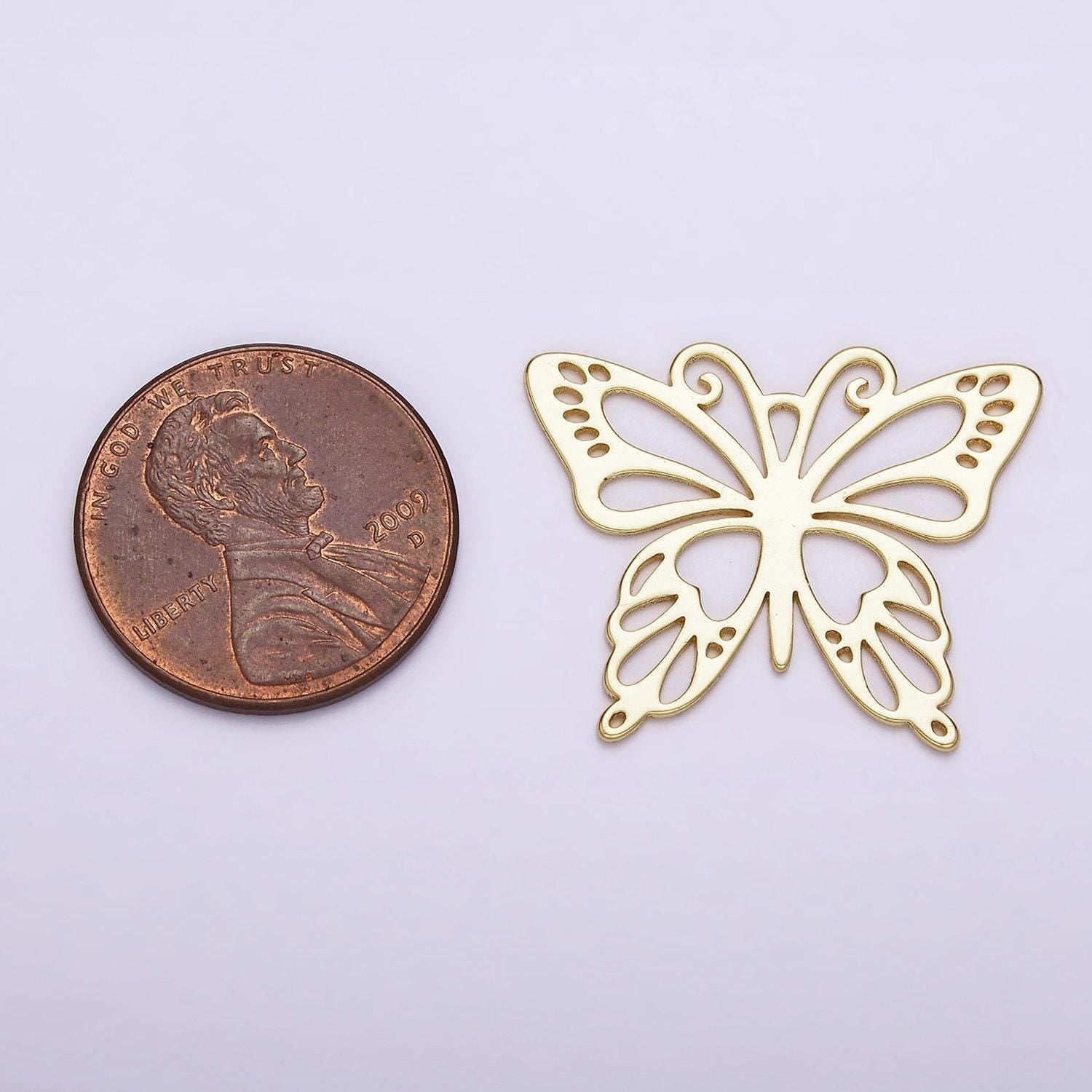 24k gold filled open antenna butterfly mariposa charm | ac1454