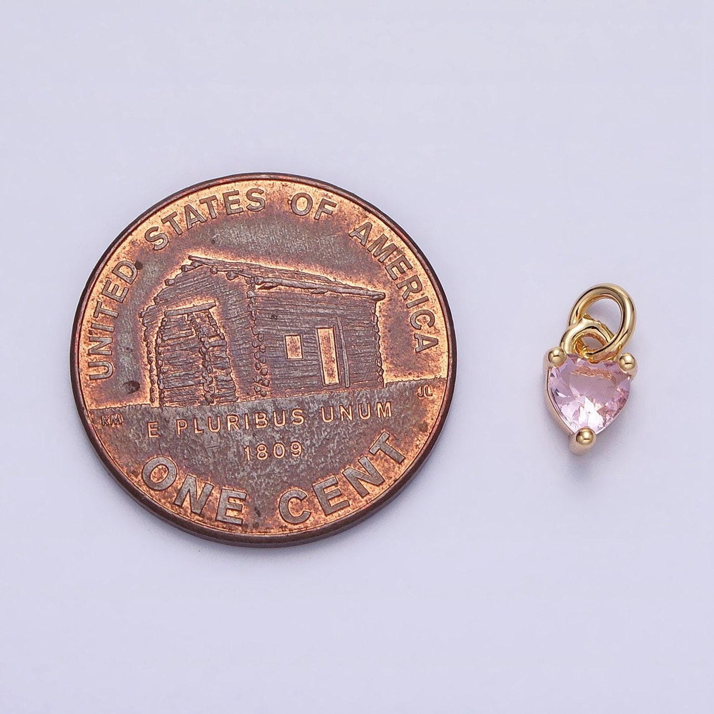 Tiny 16k gold filled heart charms cubic zirconia mini pink cz pendant wholesale bulk diy jewelry findings ac1183