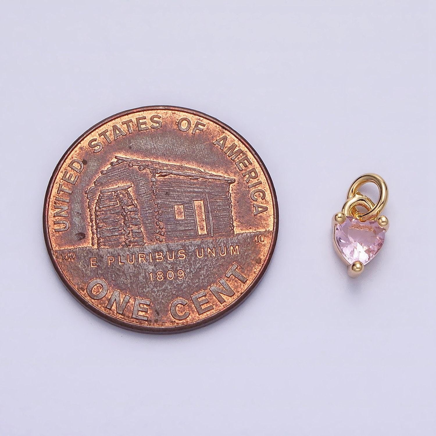 Tiny 16k gold filled heart charms cubic zirconia mini pink cz pendant wholesale bulk diy jewelry findings ac1183