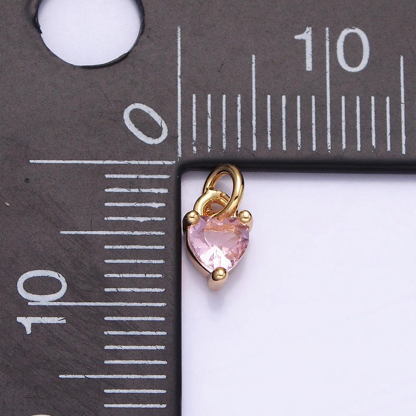 Tiny 16k gold filled heart charms cubic zirconia mini pink cz pendant wholesale bulk diy jewelry findings ac1183