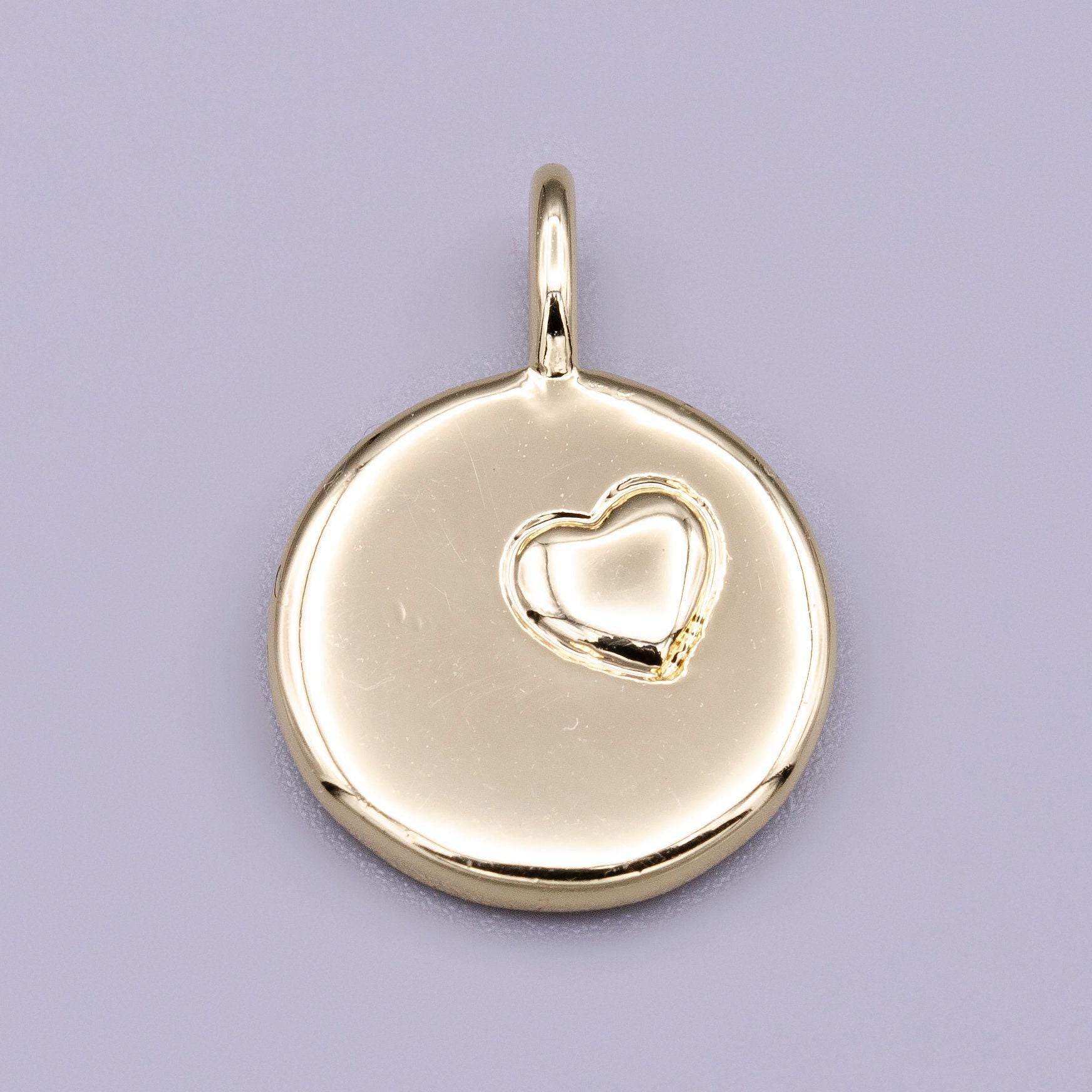 Dainty gold heart charm dainty silver round charm jewelry supplies. handcrafted supplies ac1181