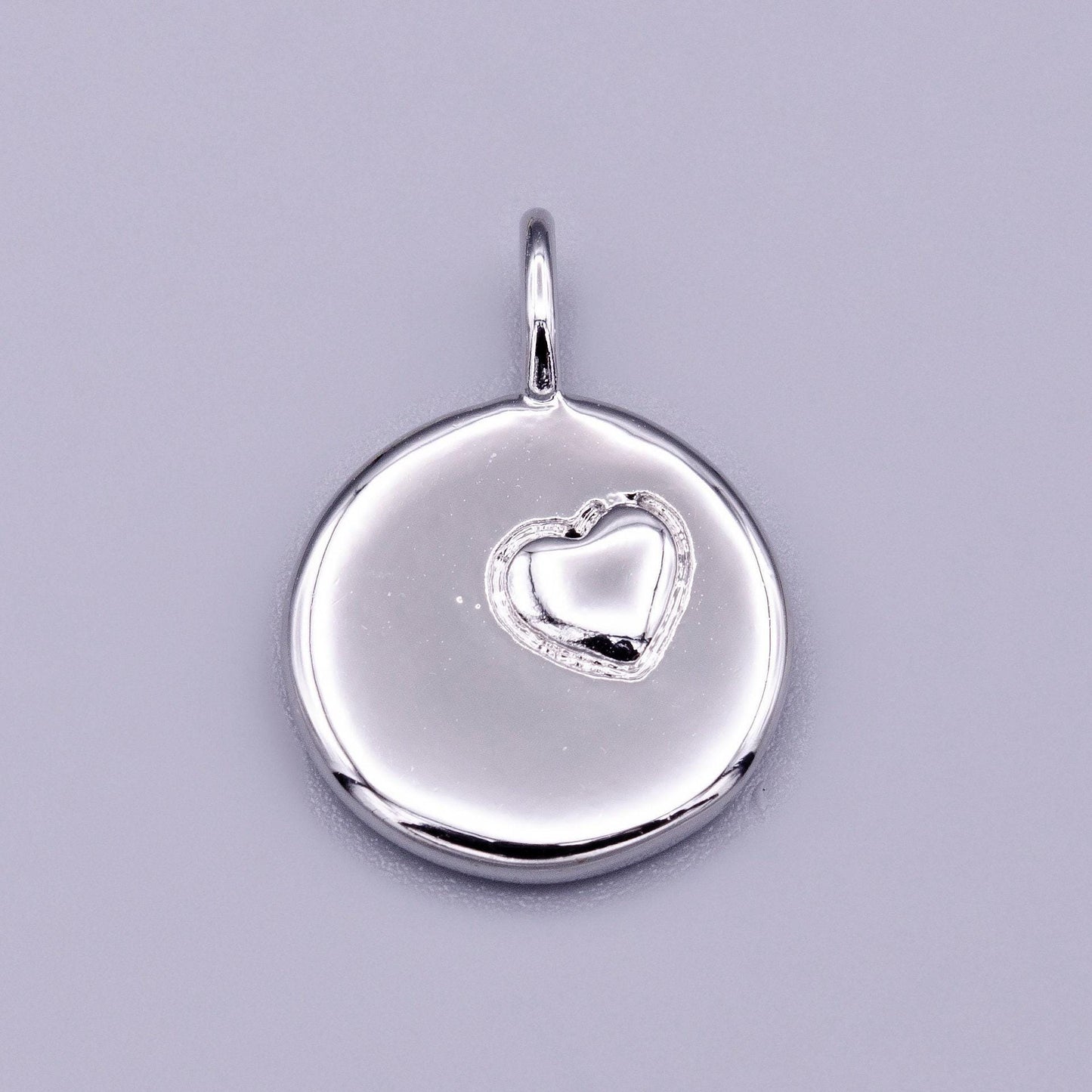 Dainty gold heart charm dainty silver round charm jewelry supplies. handcrafted supplies ac1181