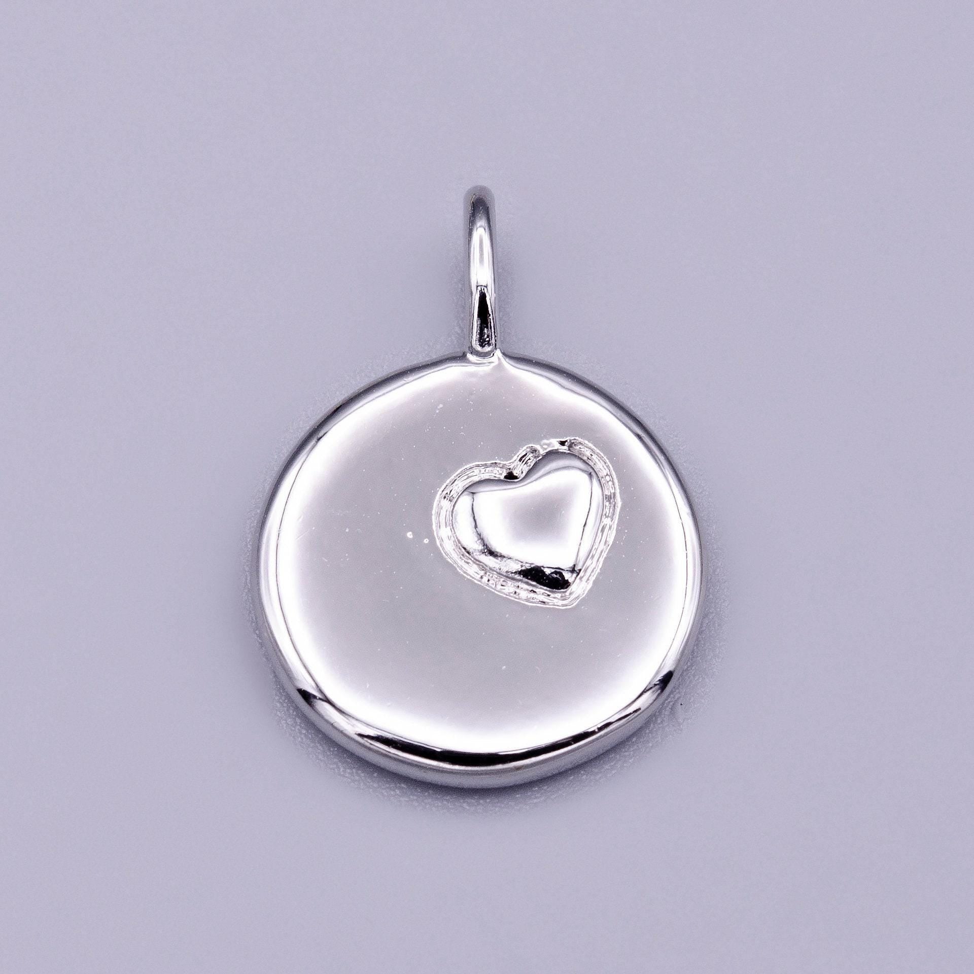 Dainty gold heart charm dainty silver round charm jewelry supplies. handcrafted supplies ac1181