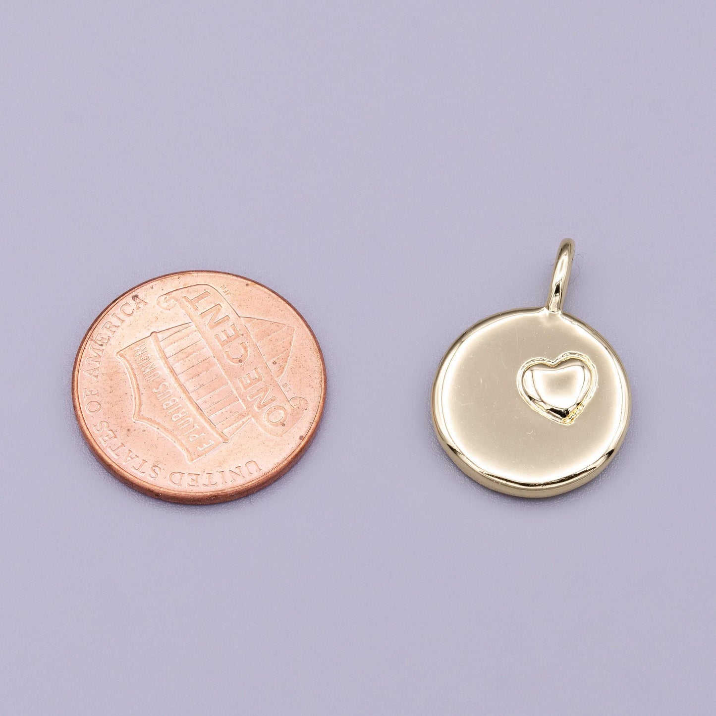 Dainty gold heart charm dainty silver round charm jewelry supplies. handcrafted supplies ac1181