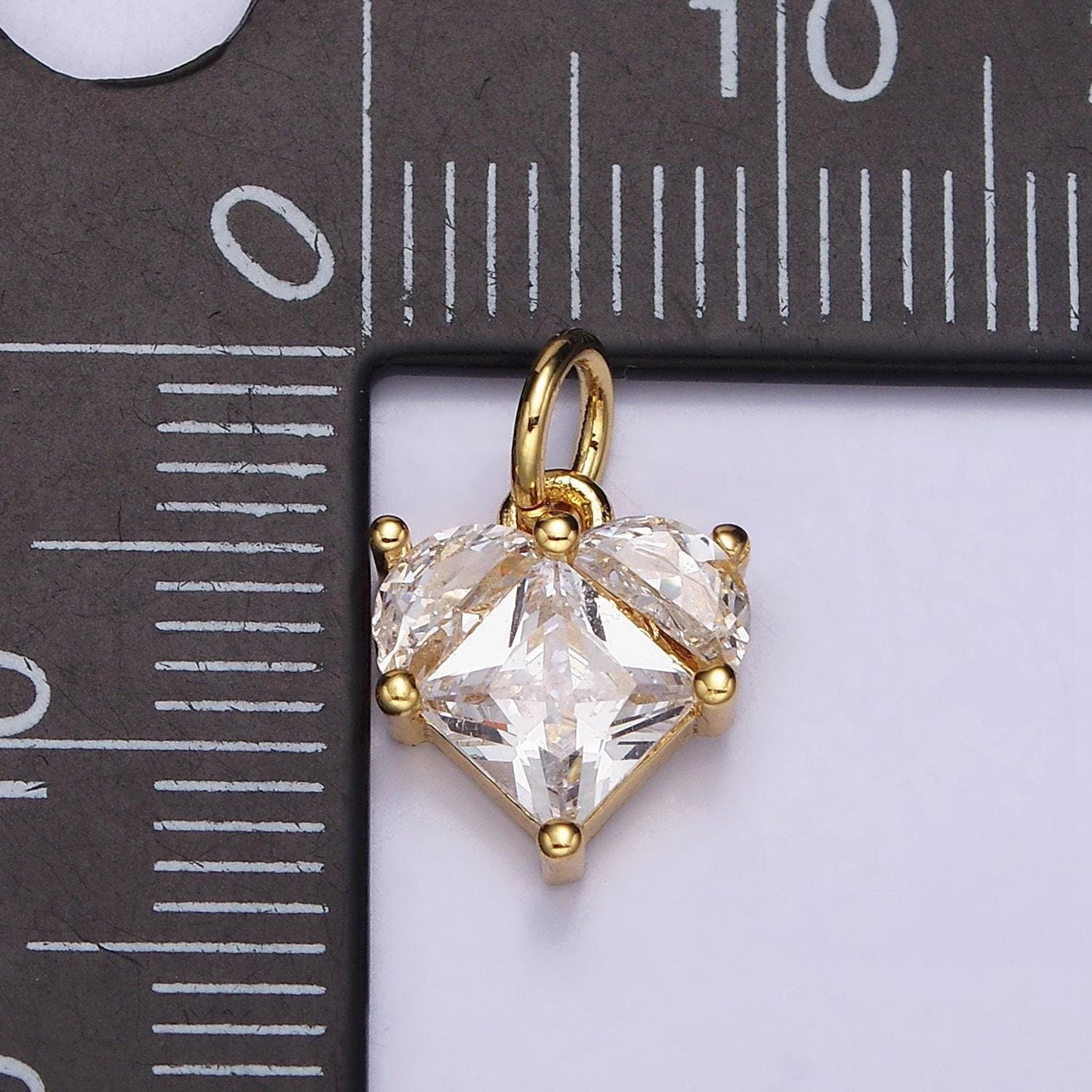 Tiny heart charms cubic zirconia small dainty love pendant wholesale bulk diy jewelry findings ac1176