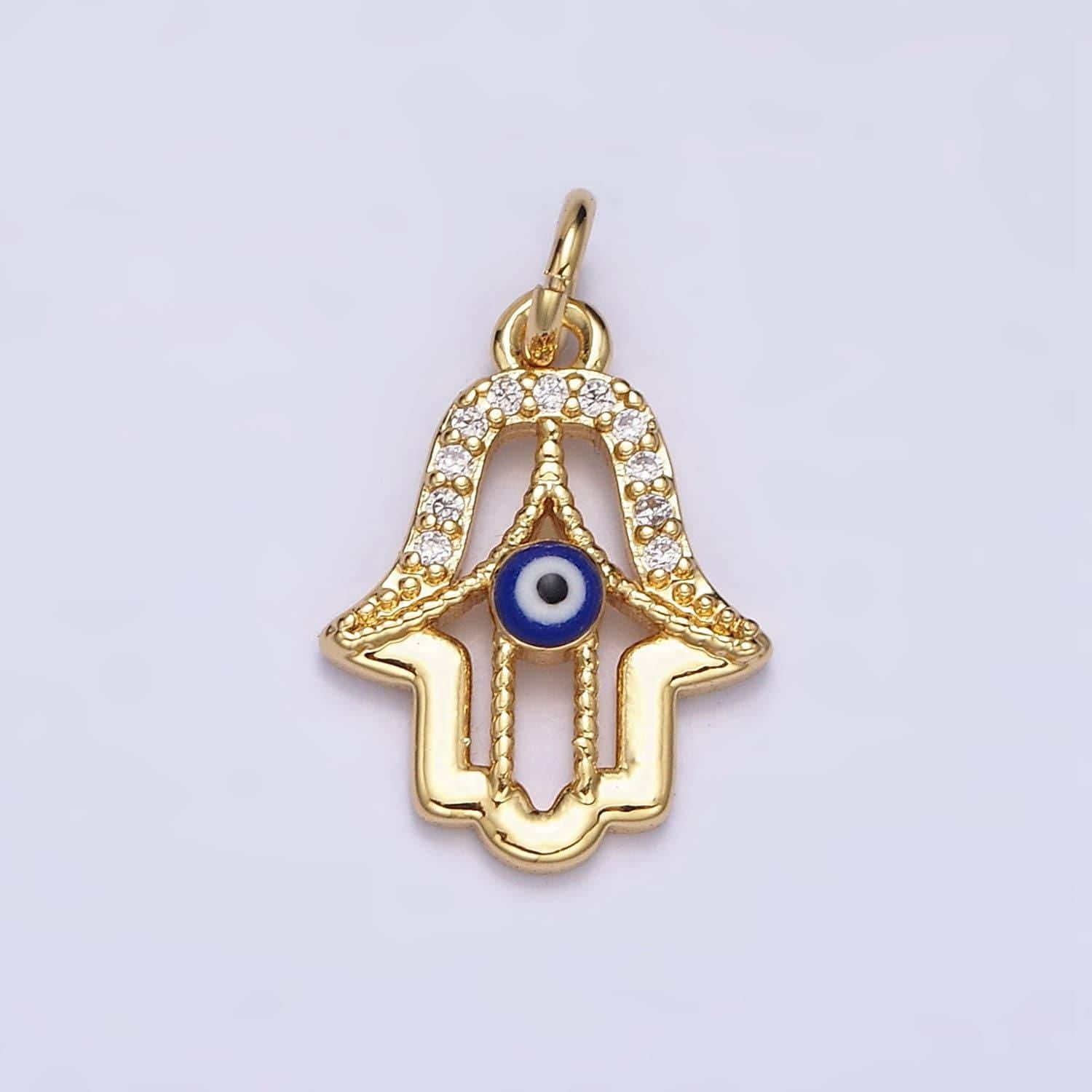Tiny hamsa hand charm cubic hand pendant gold plated for earring bracelet necklace component ac1172