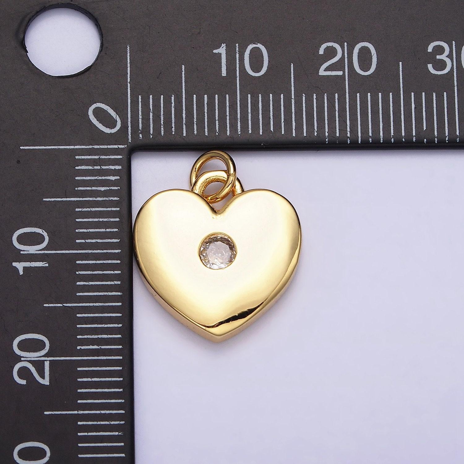 16k gold filled 19mm mini clear cz heart add-on charm | ac1169