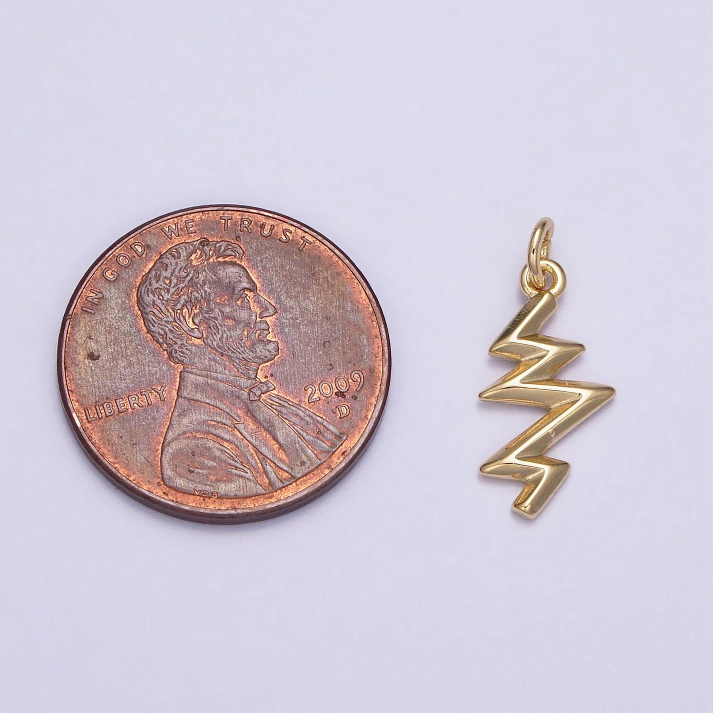 Gold thunder charm, mini bolt pendant, zig zag lightning inspired wholesale supplier ac1154