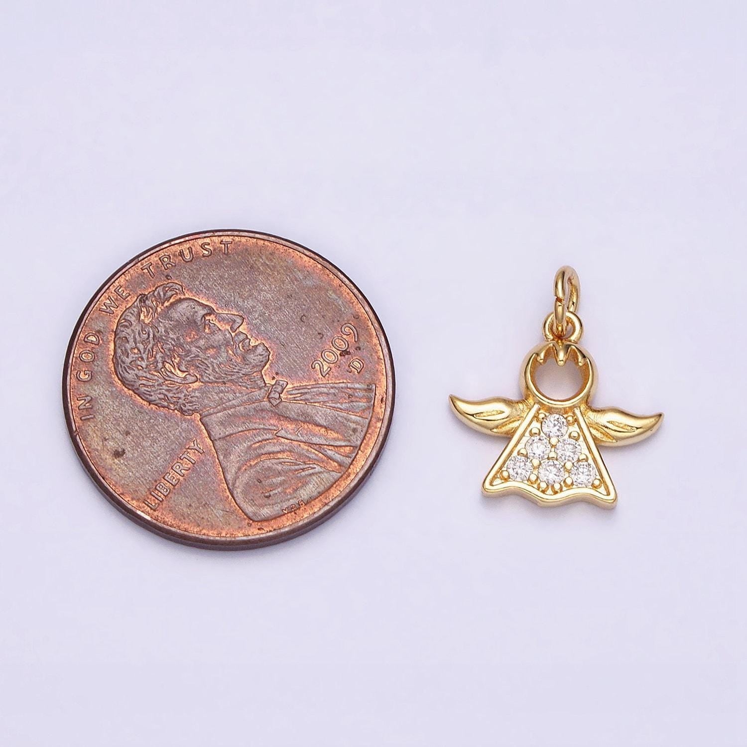 Mini 16k gold filled angel pendant jewelry making supplies wholesale charm kids guardian angel protection jewelry ac1153