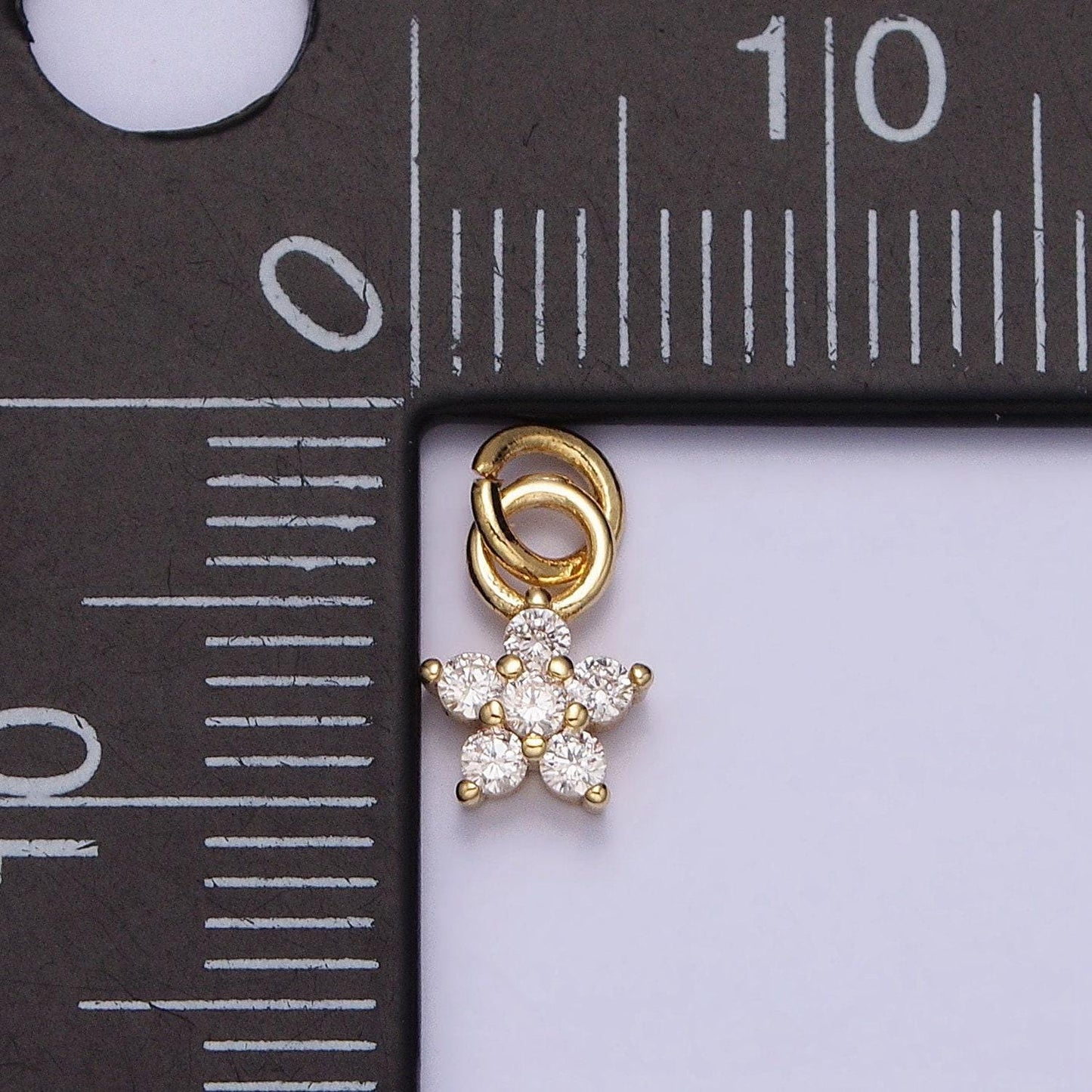 Mini gold flower pendant , cubic flower petal charm add on charm mix charm for bracelet necklace earring supply ac1148