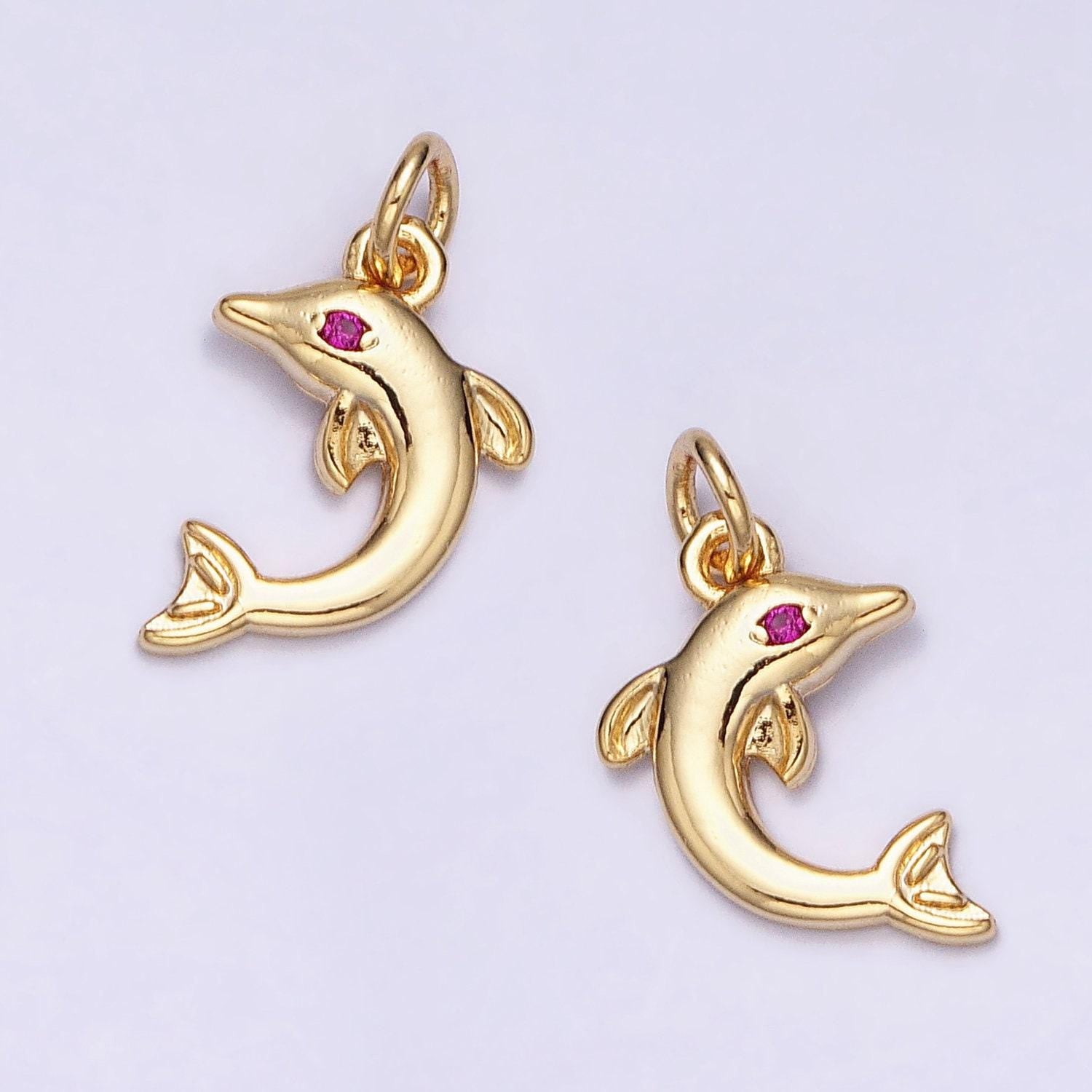 Dainty 16k gold filled dolphin pendant jewelry making supplies wholesale charm kids fish animal under the water jewelry inspired ac1146