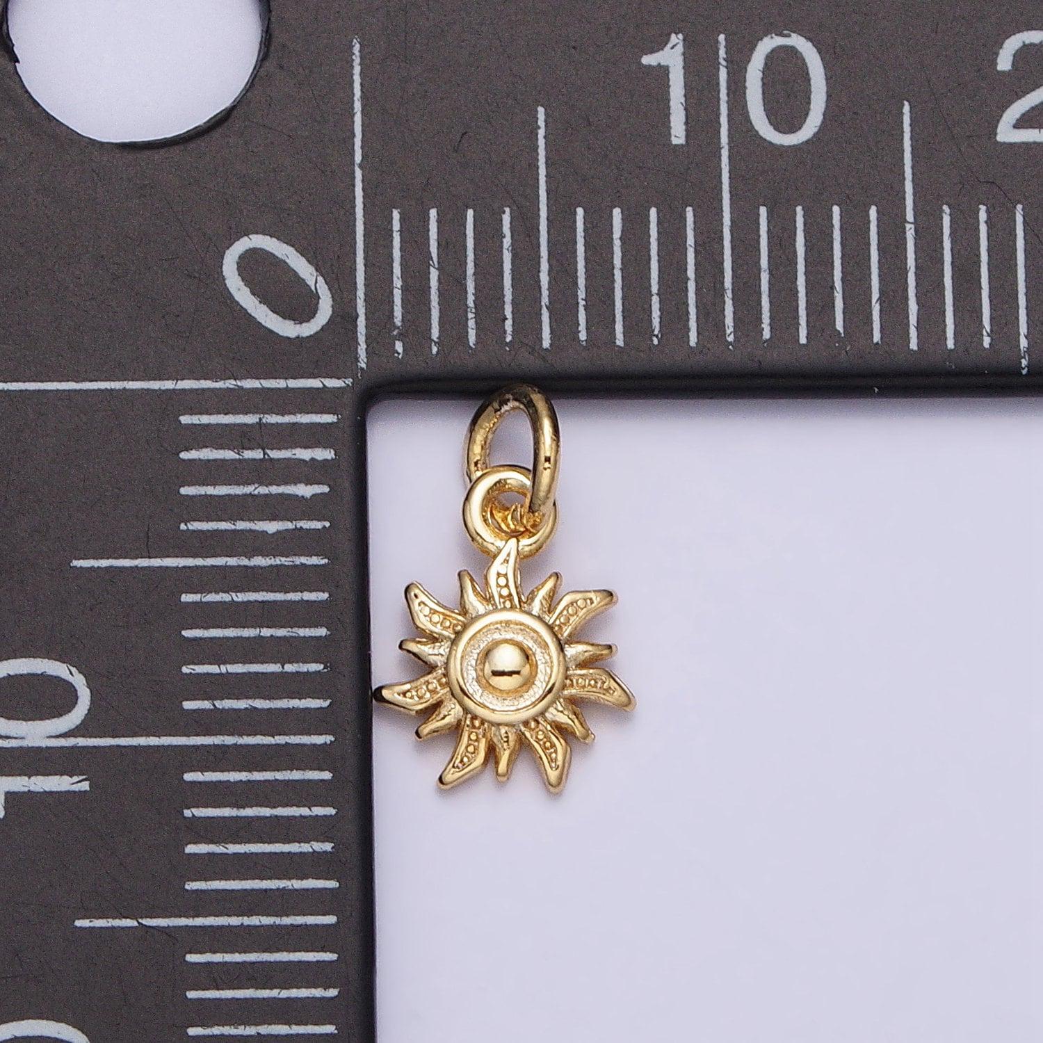 Dainty sun burst clear cluster cubic zirconia charm pendant cz floral nature charm bracelet necklace earring supply -615