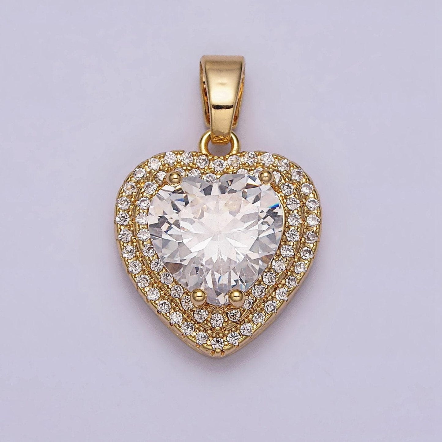 16k gold filled clear cz micro paved pendant in gold & silver | ac1123 aa1124