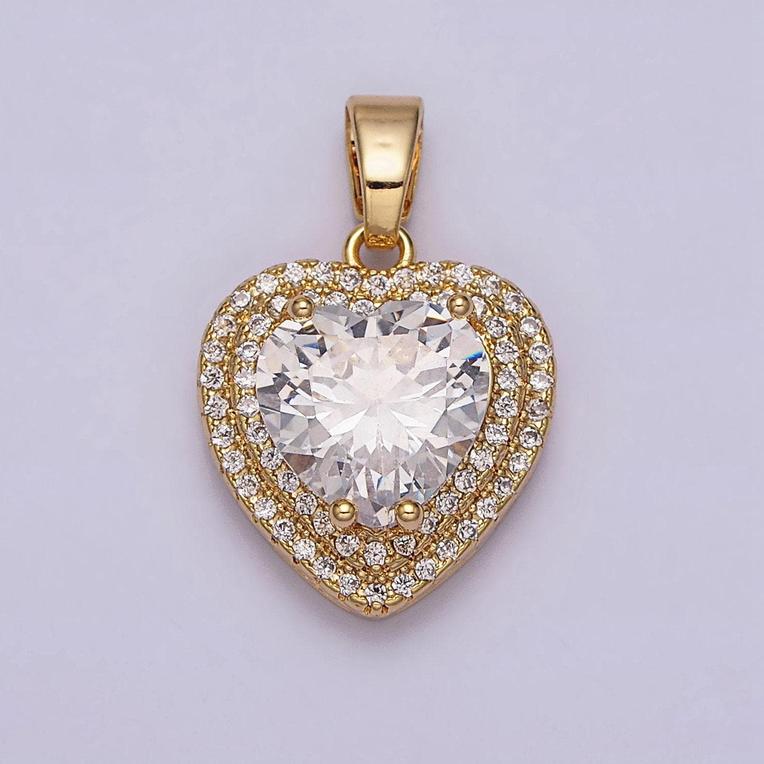 16k gold filled clear cz micro paved pendant in gold & silver | ac1123 aa1124
