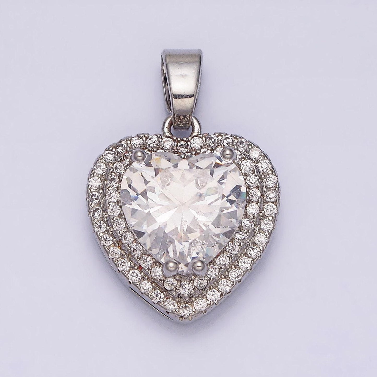 16k gold filled clear cz micro paved pendant in gold & silver | ac1123 aa1124