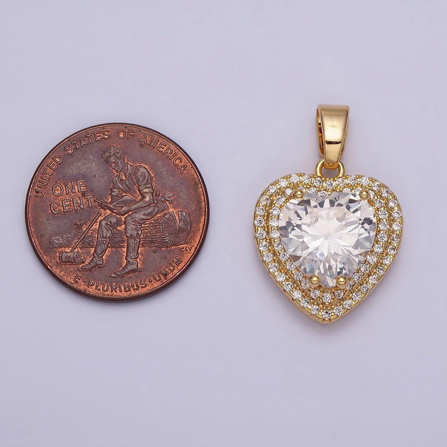 16k gold filled clear cz micro paved pendant in gold & silver | ac1123 aa1124