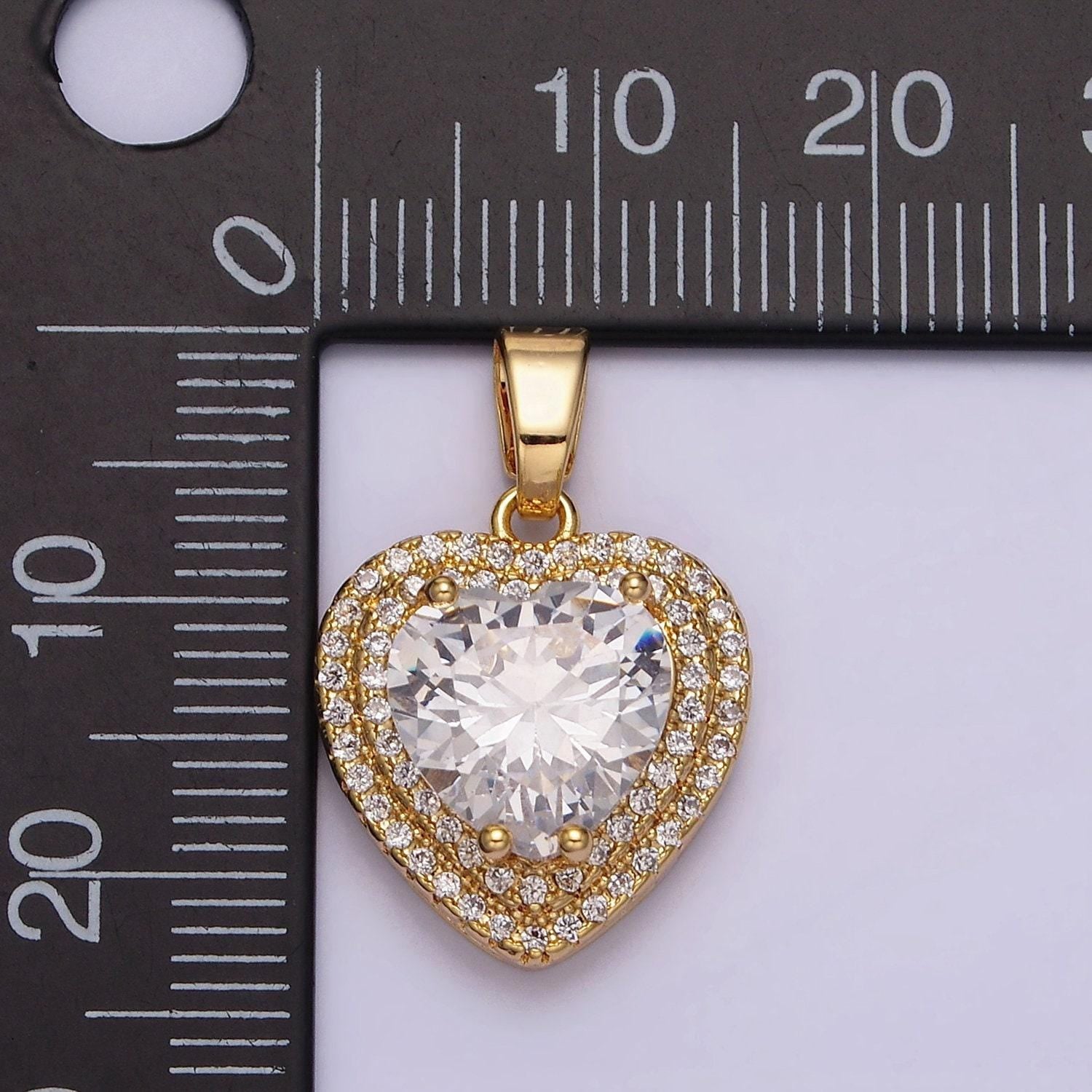 16k gold filled clear cz micro paved pendant in gold & silver | ac1123 aa1124