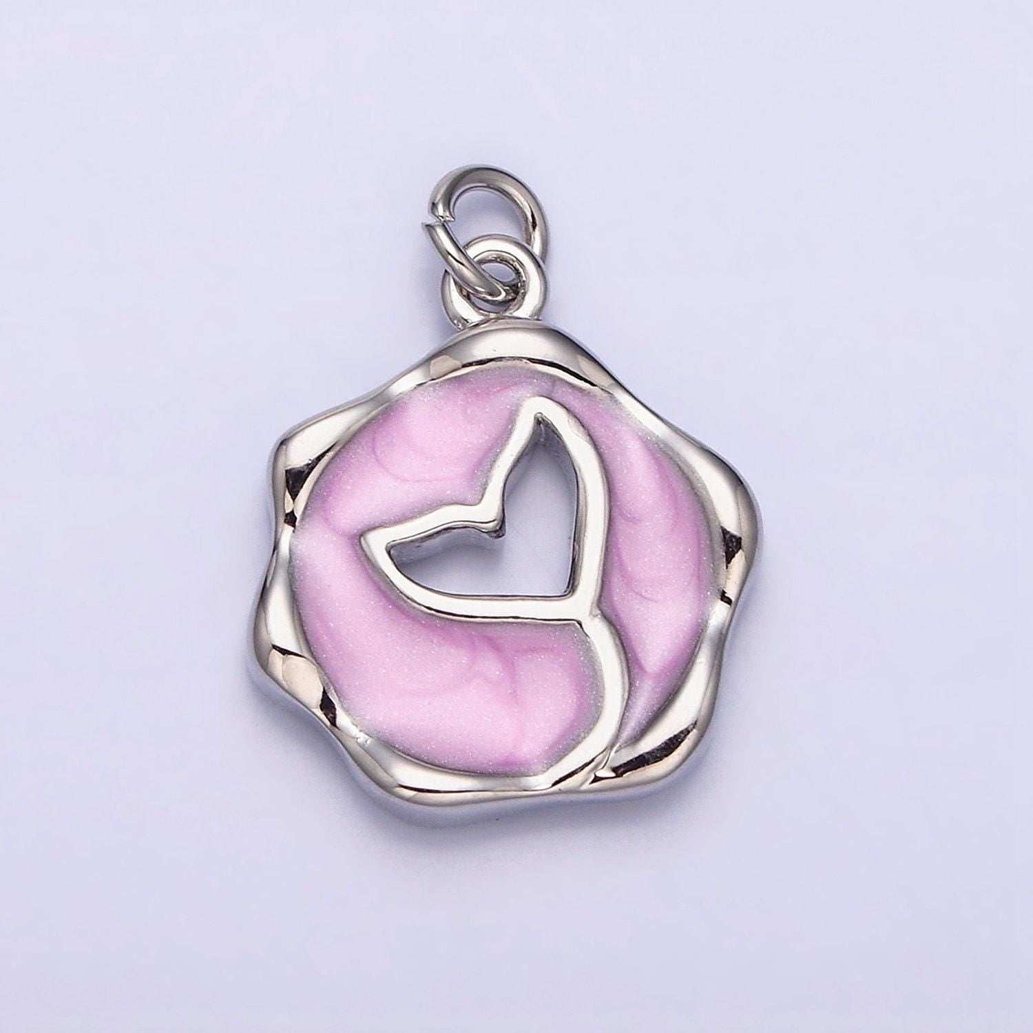 16k gold filled ocean whale tail white, pink, blue sparkly enamel stamped charm | ac1093 - ac1098