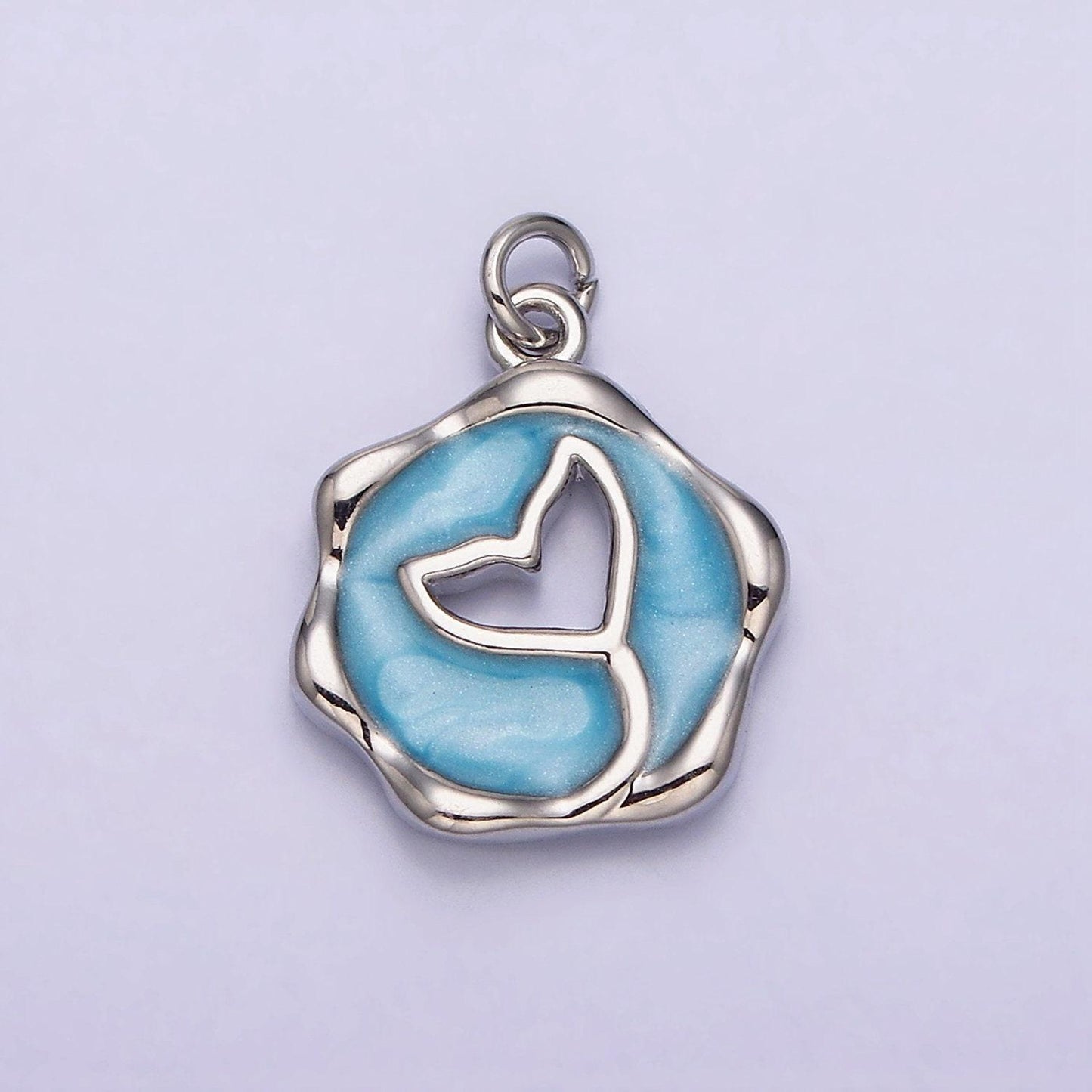 16k gold filled ocean whale tail white, pink, blue sparkly enamel stamped charm | ac1093 - ac1098