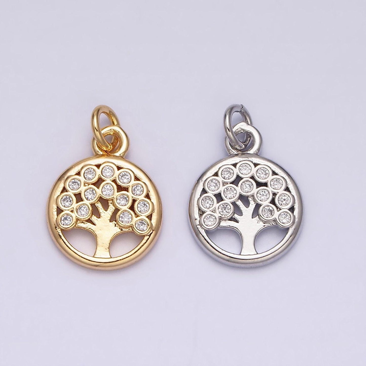 1pc gold micro pave cz tree of life pendant charm, micro pave cz pendant charm, white pendant, for diy jewelry ac1071