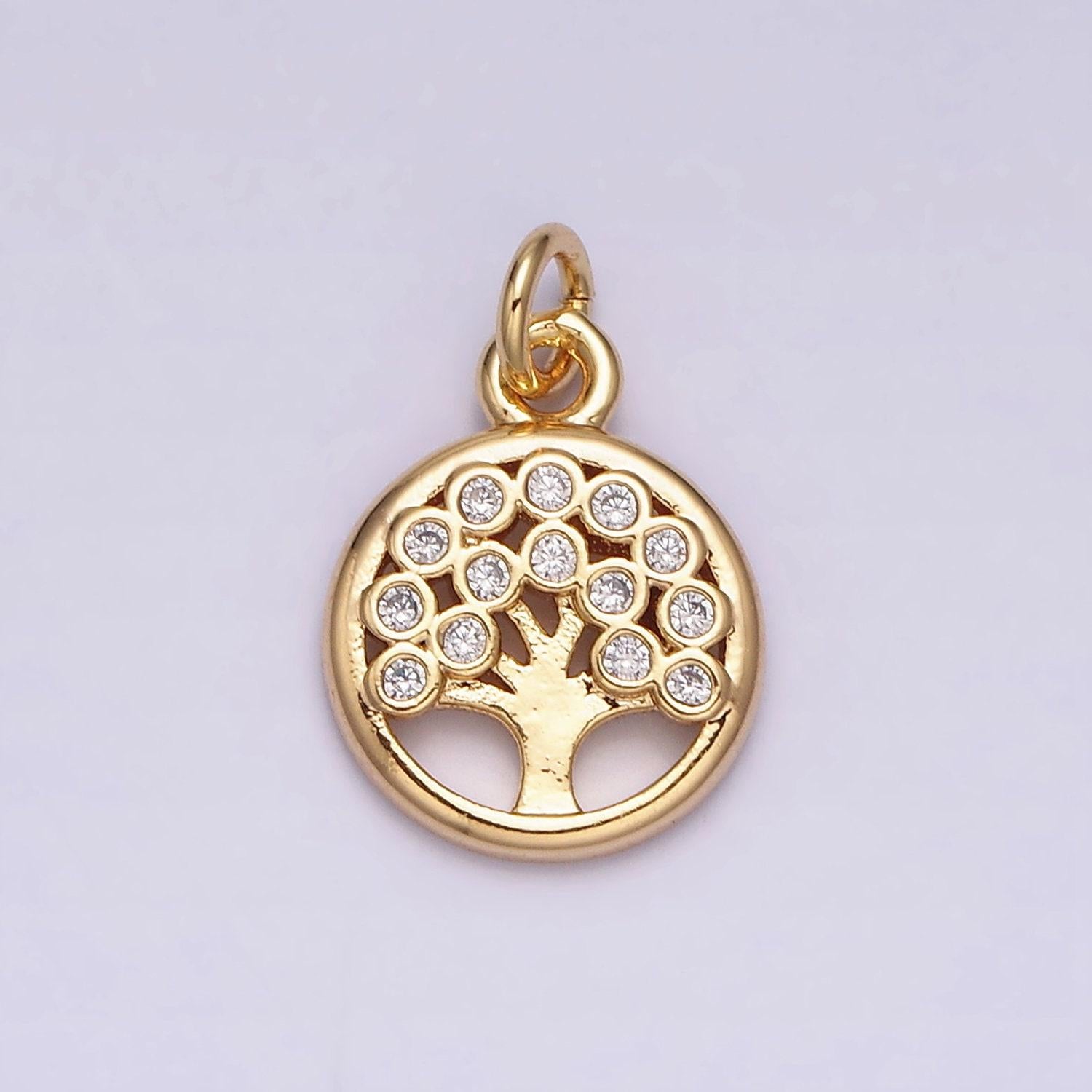 1pc gold micro pave cz tree of life pendant charm, micro pave cz pendant charm, white pendant, for diy jewelry ac1071