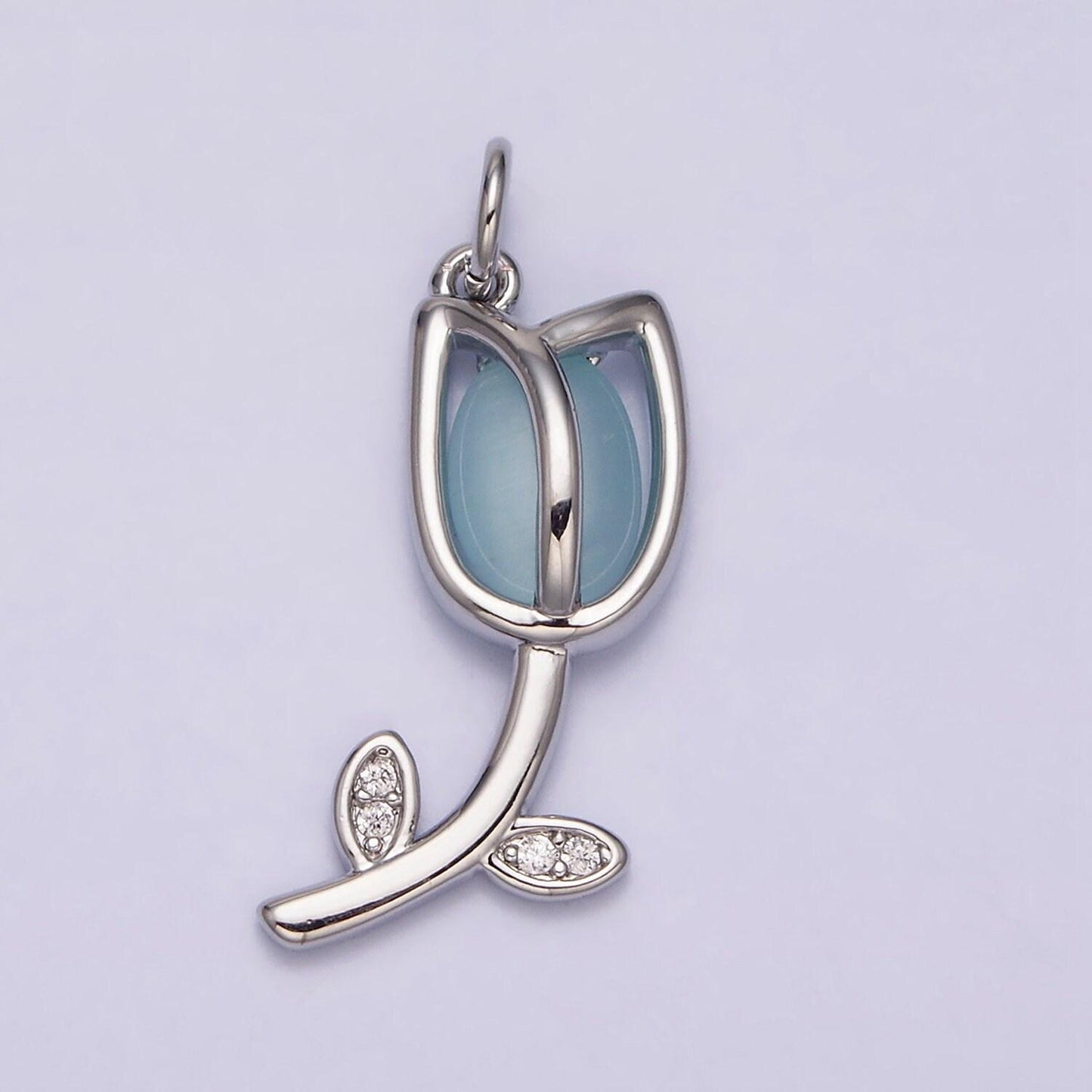 Mini gold tulip charm cz silver tulips flower buds pendant spring floral jewelry inspired netherland travel charm ac777 ac778