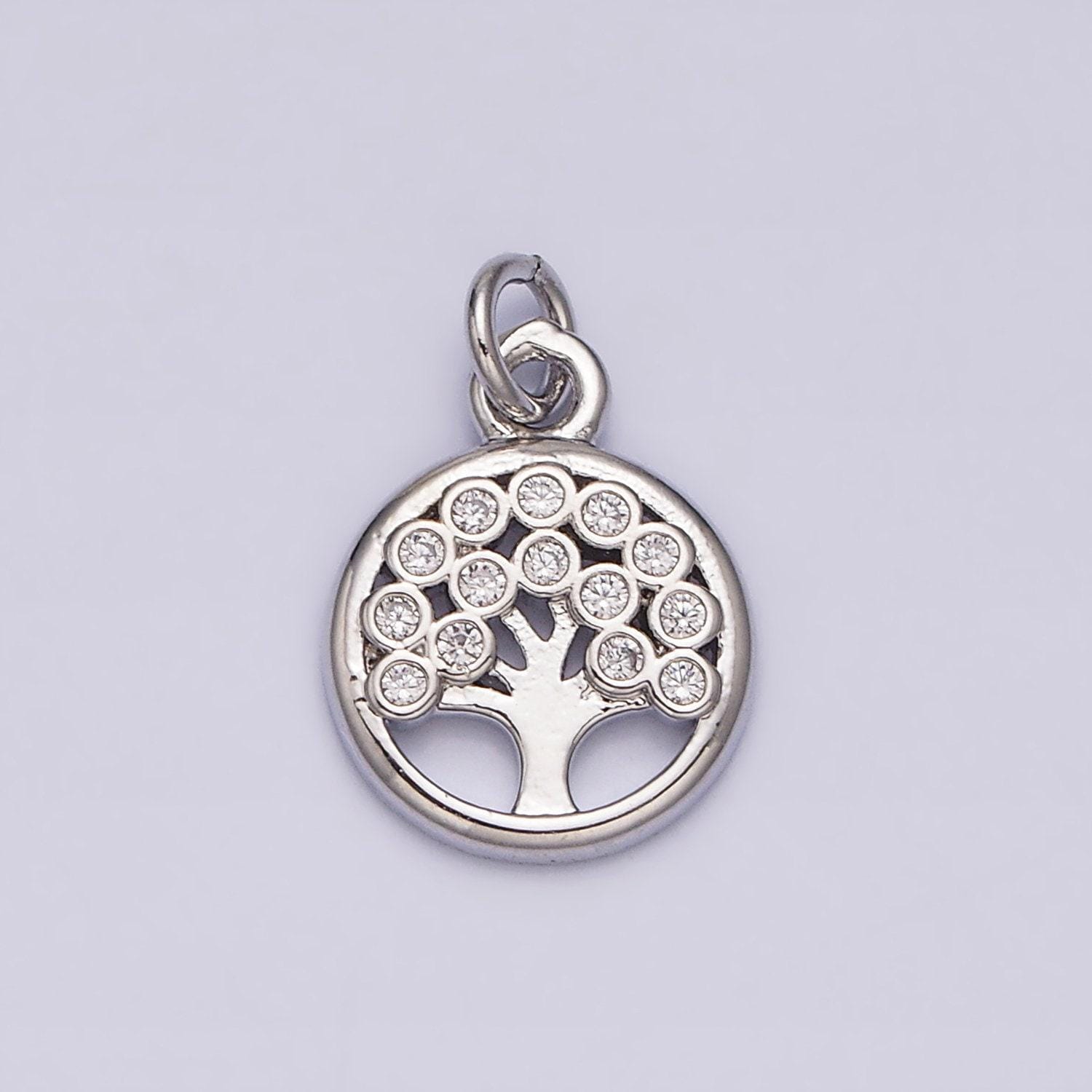 1pc gold micro pave cz tree of life pendant charm, micro pave cz pendant charm, white pendant, for diy jewelry ac1071