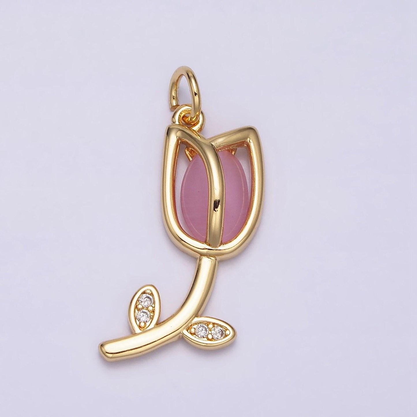 Mini gold tulip charm cz silver tulips flower buds pendant spring floral jewelry inspired netherland travel charm ac777 ac778