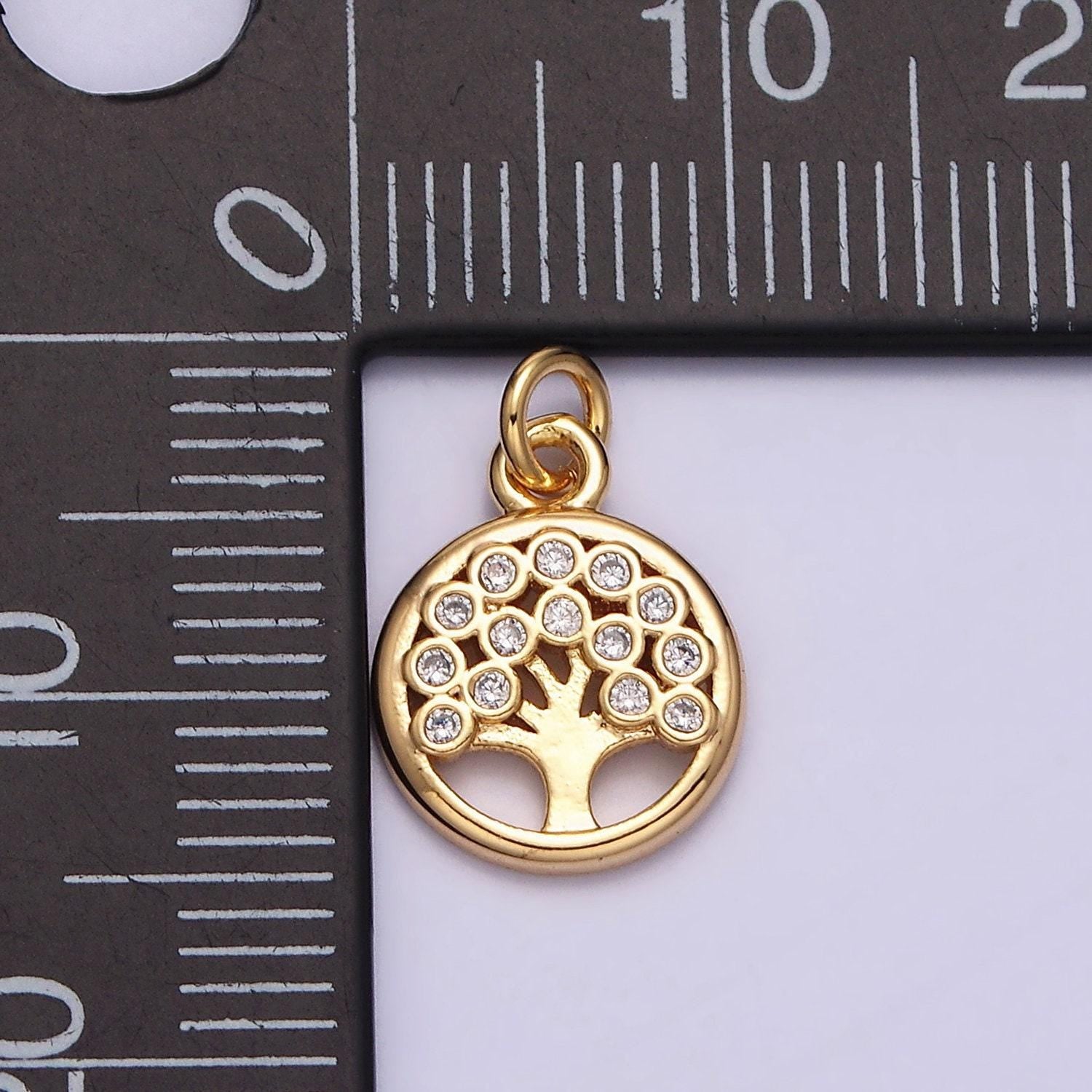 1pc gold micro pave cz tree of life pendant charm, micro pave cz pendant charm, white pendant, for diy jewelry ac1071