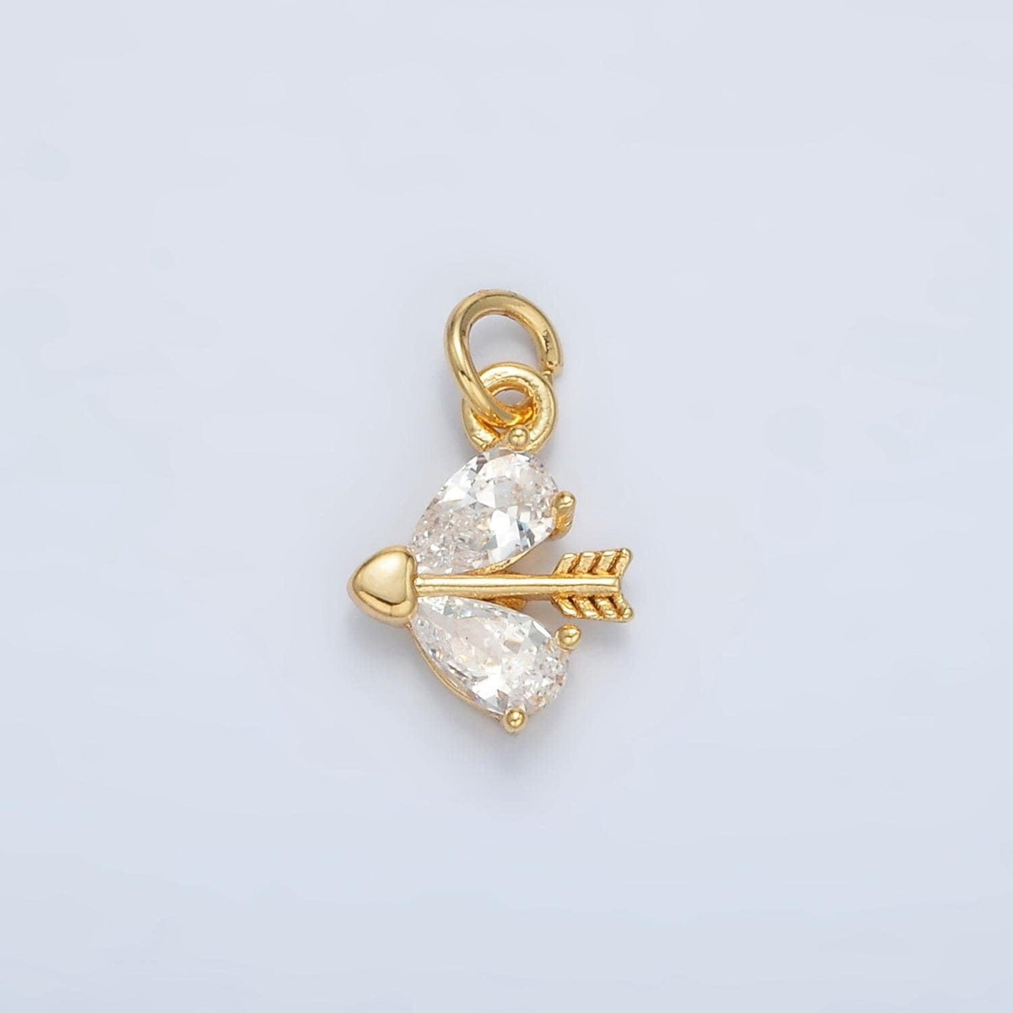 Tiny gold arrow charm small cupid charm with cz charms 24k gold filled findings ac107