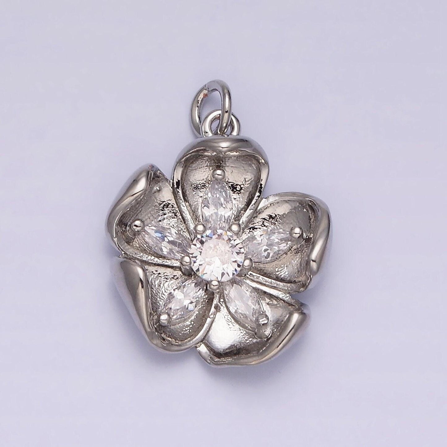 16k gold filled clear marquise petal flower add-on charm in gold & silver | ac1069 ac1070
