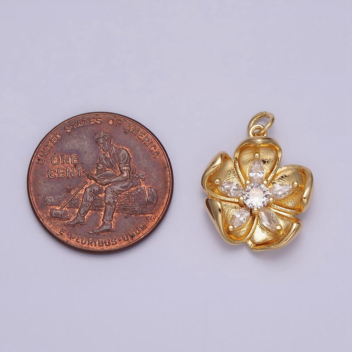 16k gold filled clear marquise petal flower add-on charm in gold & silver | ac1069 ac1070