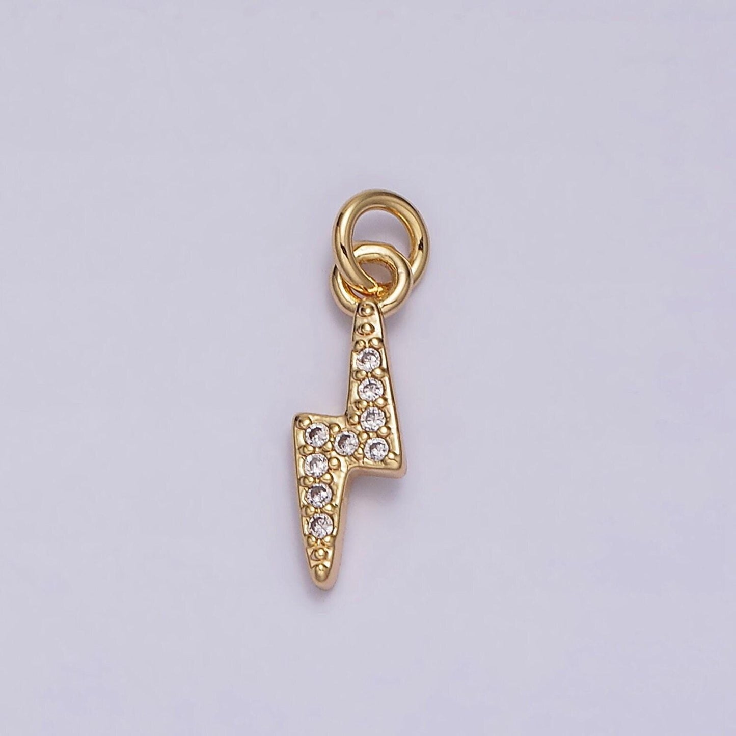 Mini cubic thunder pendant polished gold-plated tiny bolt charm for earring bracelet necklace component ac1067